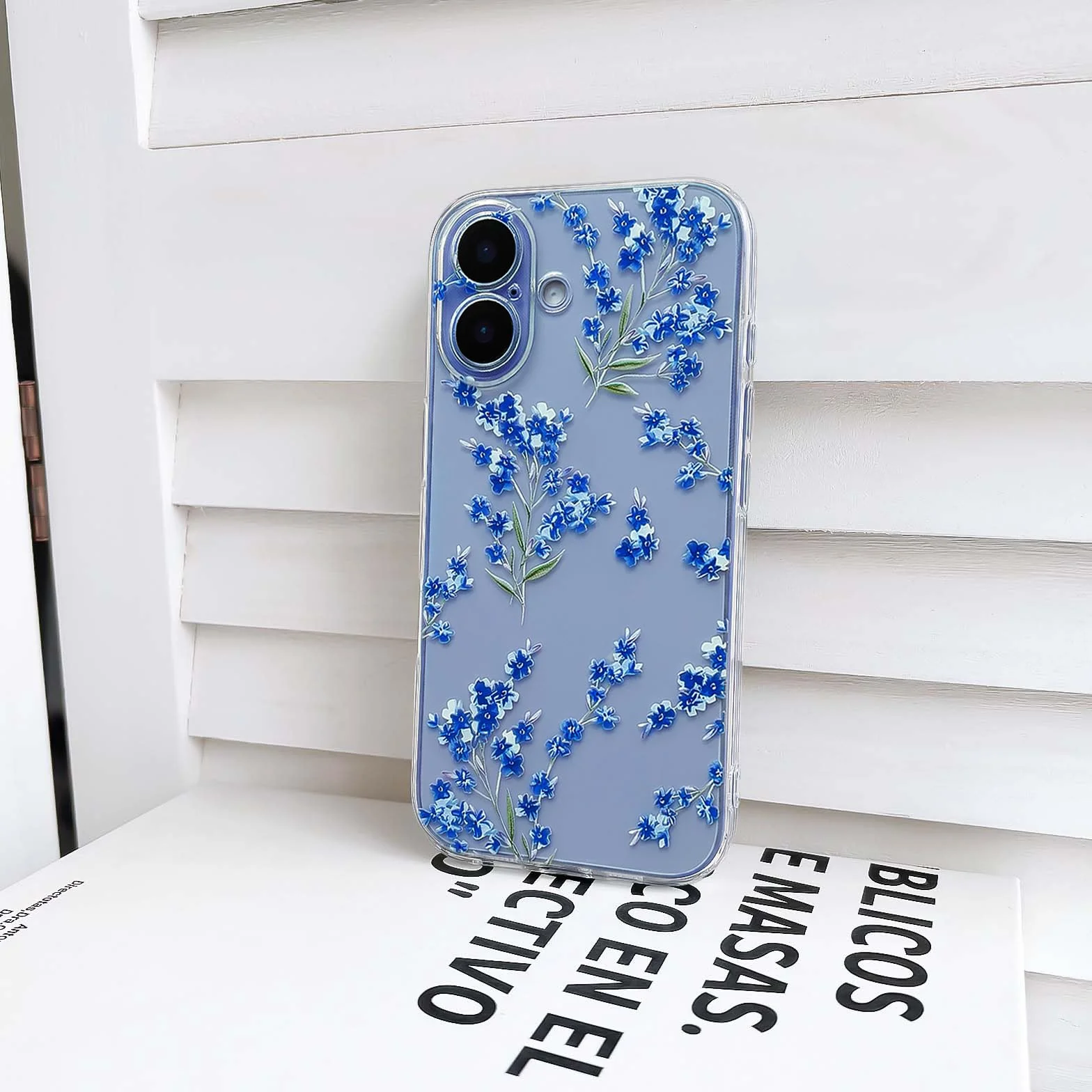 NITITOP Etui do iPhone 17 Śliczne przezroczyste kwiatowe kwiaty wzór dla kobiet dziewczyn kwiatowy wzór gałęzi miękkie etui TPU odporne na wstrząsy etui ochronne - niebieskie
