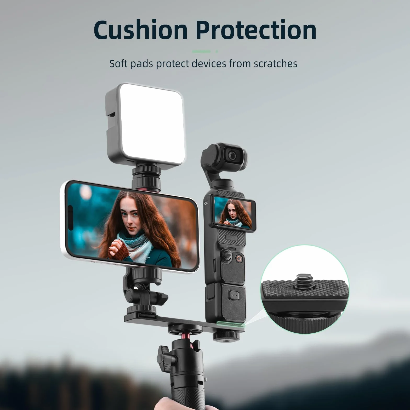 BRDRC Uchwyt na telefon Pocket 3 i klips ze śrubą 1/4 cala i zimną stopką do DJI Osmo Pocket 3 Creator Combo akcesoria