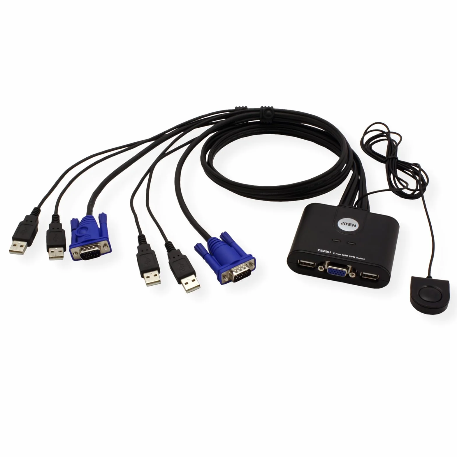 Aten CS22U 2-portowy przełącznik KVM USB VGA, czarny
