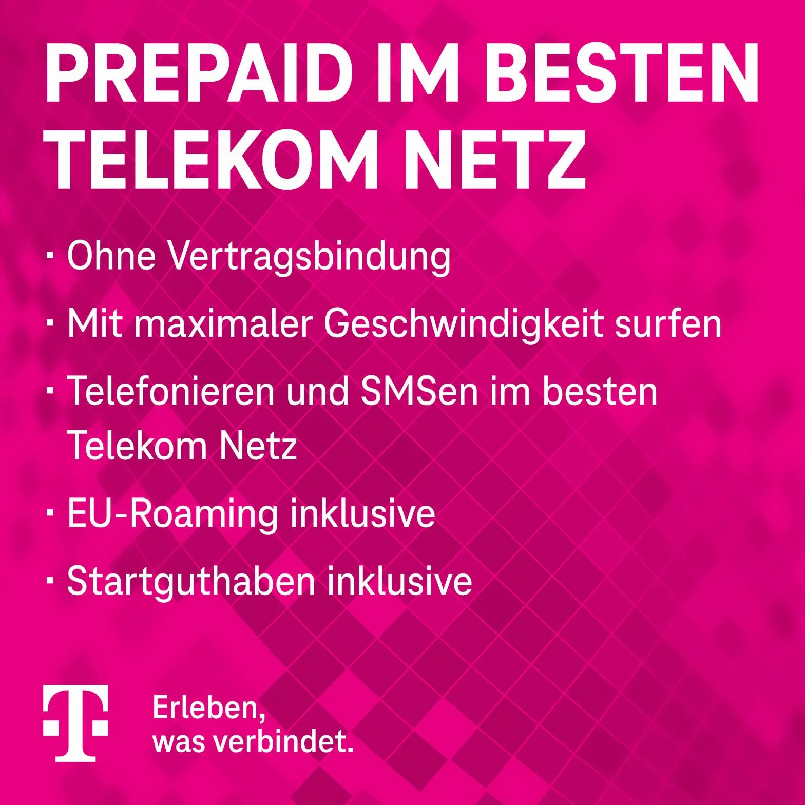 Telekom MagentaMobil Prepaid L karta SIM bez umowy I w zestawie 5 GB & Allnet Flat (min, SMS) do wszystkich niemieckich sieci + roaming UE, surfowanie z 5G/ LTE Max & HotSpot Flat I 15 EUR doładowanie startowe