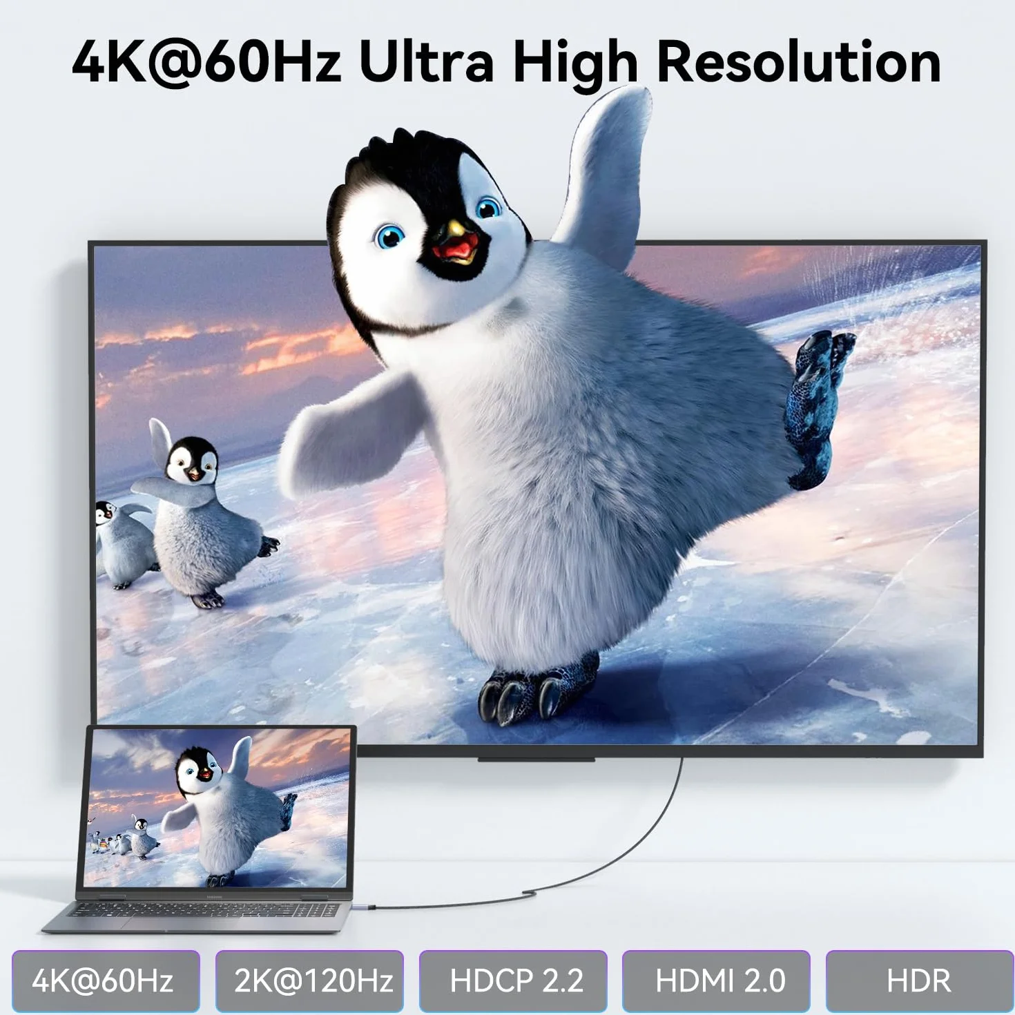 BENFEI Kabel HDMI na USB C, 1,8 m, 4K przy 60 Hz, jednokierunkowy adapter HDMI (źródło) na USB-C (wyświetlacz) do MacBooka, Steam Deck, PS5/4, Nintendo Switch, AR/XR, przenośnych monitorów