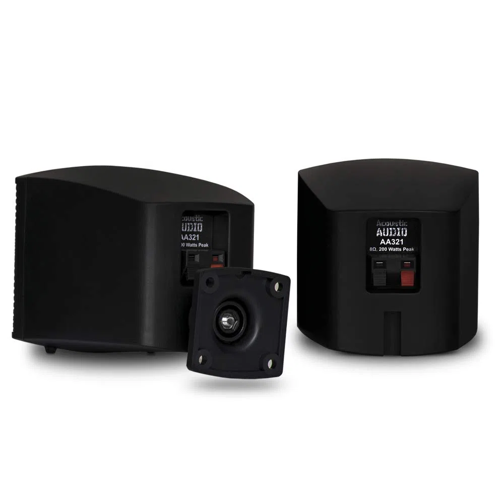 Acoustic Audio AA321B Mountable Indoor Speakers 400 Watts Black Bookshelf Pair
