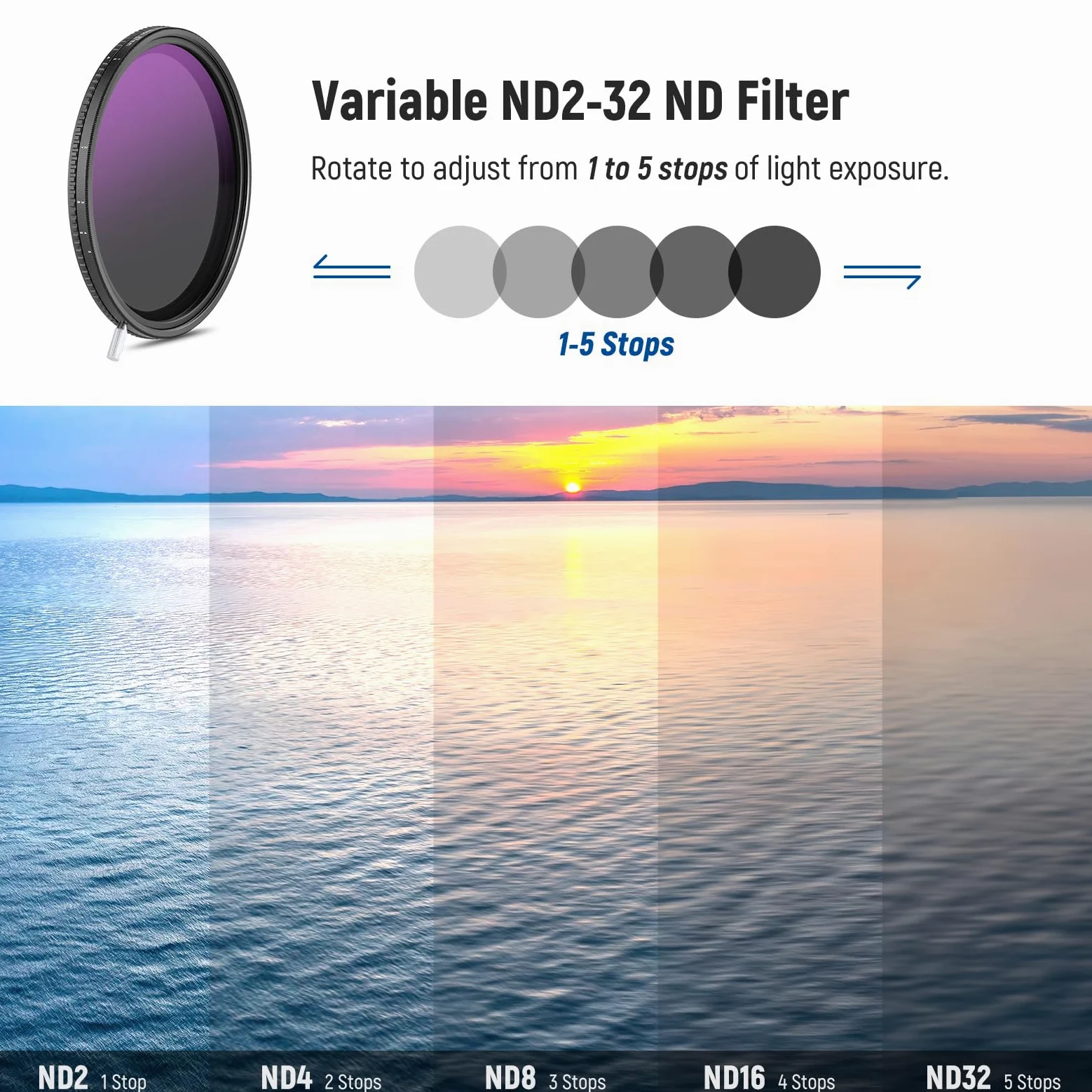 NEEWER HD True Colors 67 mm zmienny filtr ND ND2-512 (1-9 stop), filtr VND i magnetyczny filtr ND32 szary, wielokrotnie powlekany, bez przesunięcia koloru/bez krzyża/bez winietowania