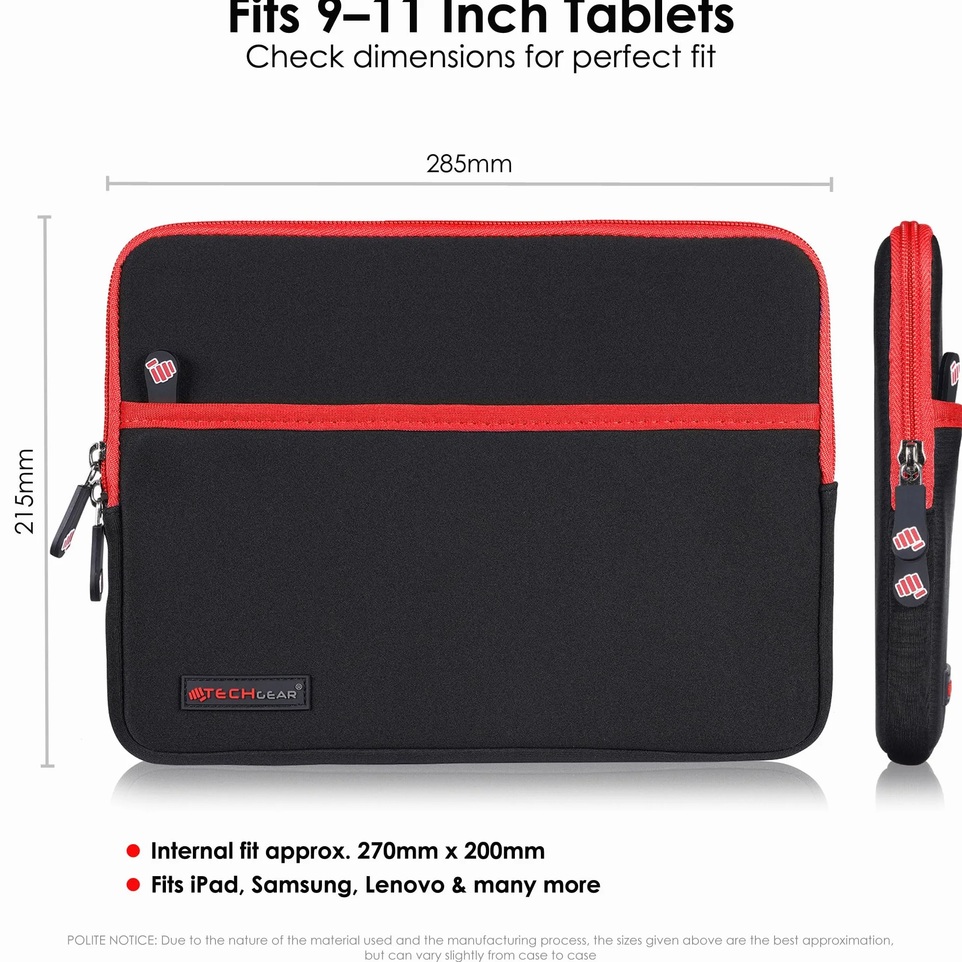 TECHGEAR Pro 10 etui etui, etui z neoprenu, odporne na wstrząsy bąbelkowe etui kompatybilne z iPadem 10.2, 9.7, Air 4, Samsung Tab A7, A8 10.5, 10.1 10.4, S8, Surface Go 3