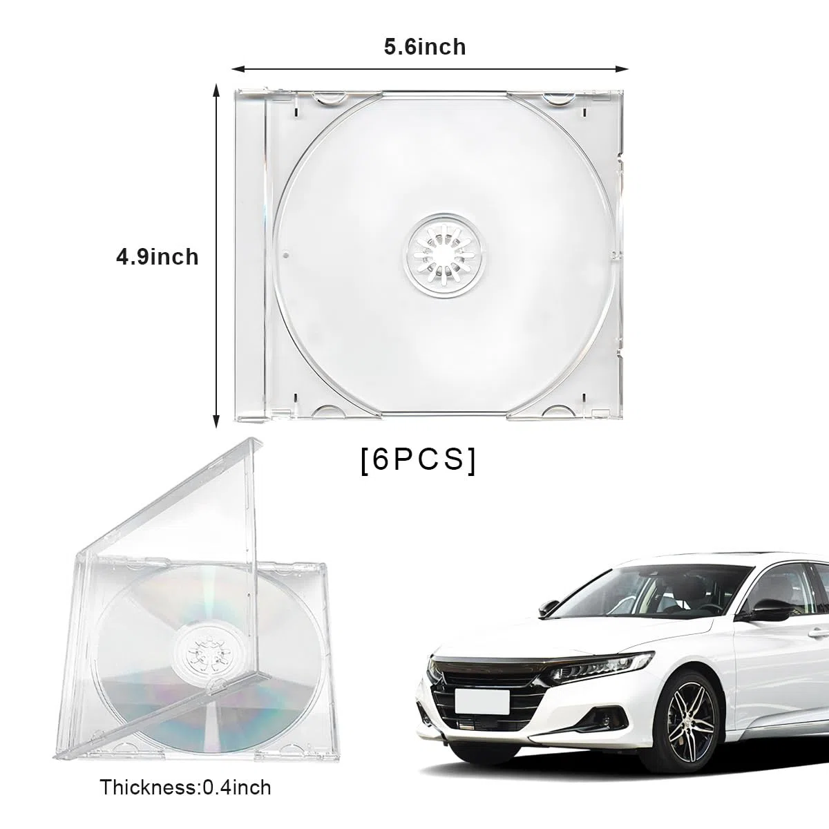 Standardowe pojedyncze przezroczyste etui na płyty CD, 10 mm, smukłe pudełko do przechowywania płyt CD z zamontowaną czarną tacą, trwała plastikowa osłona CD DVD do wymiany, akcesoria