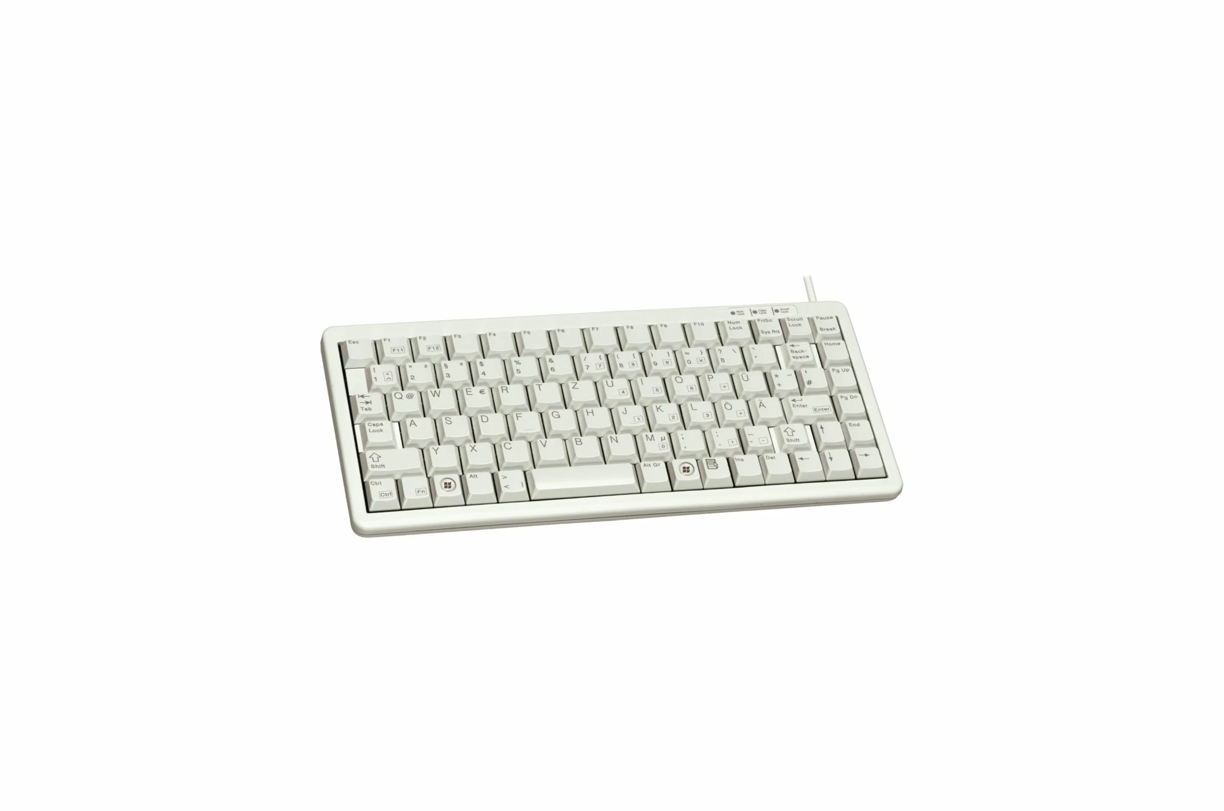CHERRY Compact Keyboard G84-4100, układ międzynarodowy, klawiatura QWERTY, klawiatura przewodowa, kompaktowa konstrukcja, mechanika ML, jasnoszary