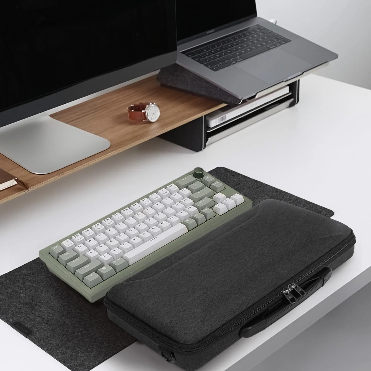 Etui do przenoszenia klawiatury Geekria 65% na 68-klawiszową kompaktową klawiaturę z pokrętłem, kompatybilne z ASUS ROG Falchion NX 65%, Keychron Q2/Q2 Pro/V2, Razer Huntsman V3 Pro Mini 60%