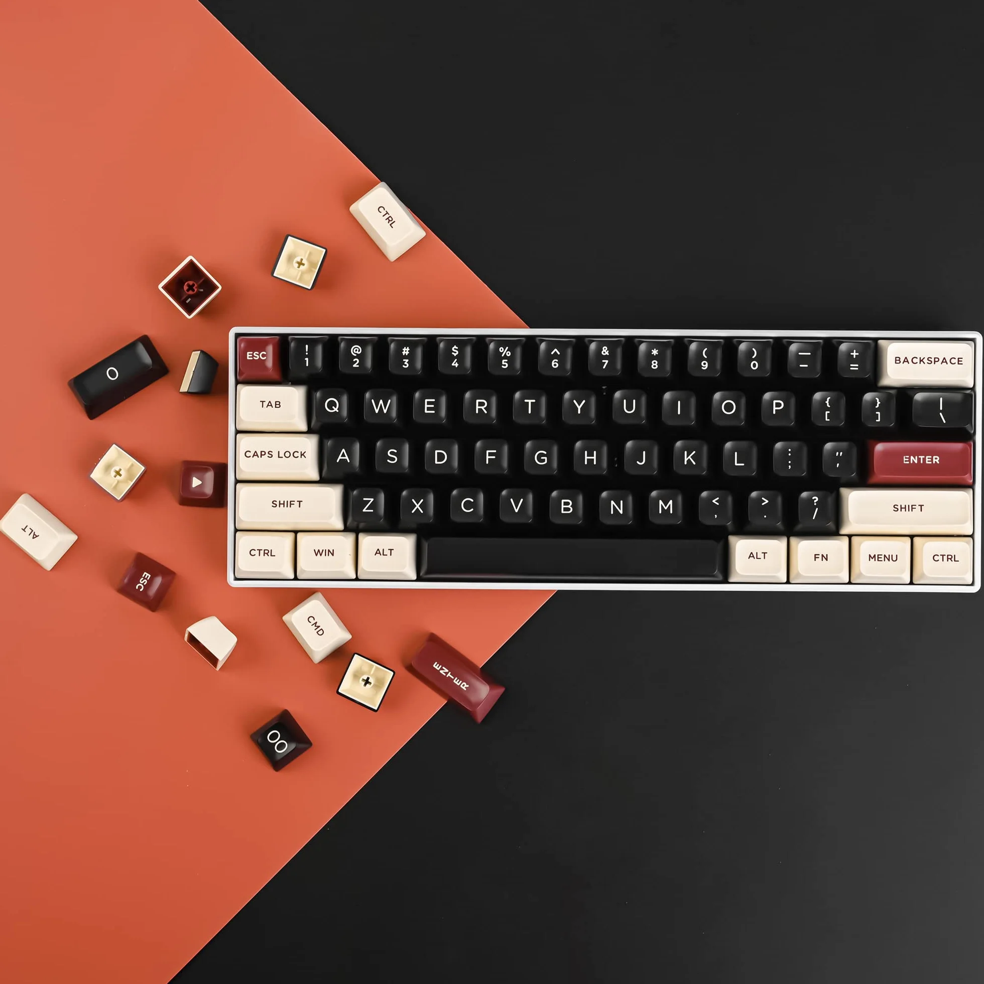 SOLIDEE Klawisze 60% Double Shot PBT ASA Profil do Klawiatury Mechanicznej ANSI US (rzymska)