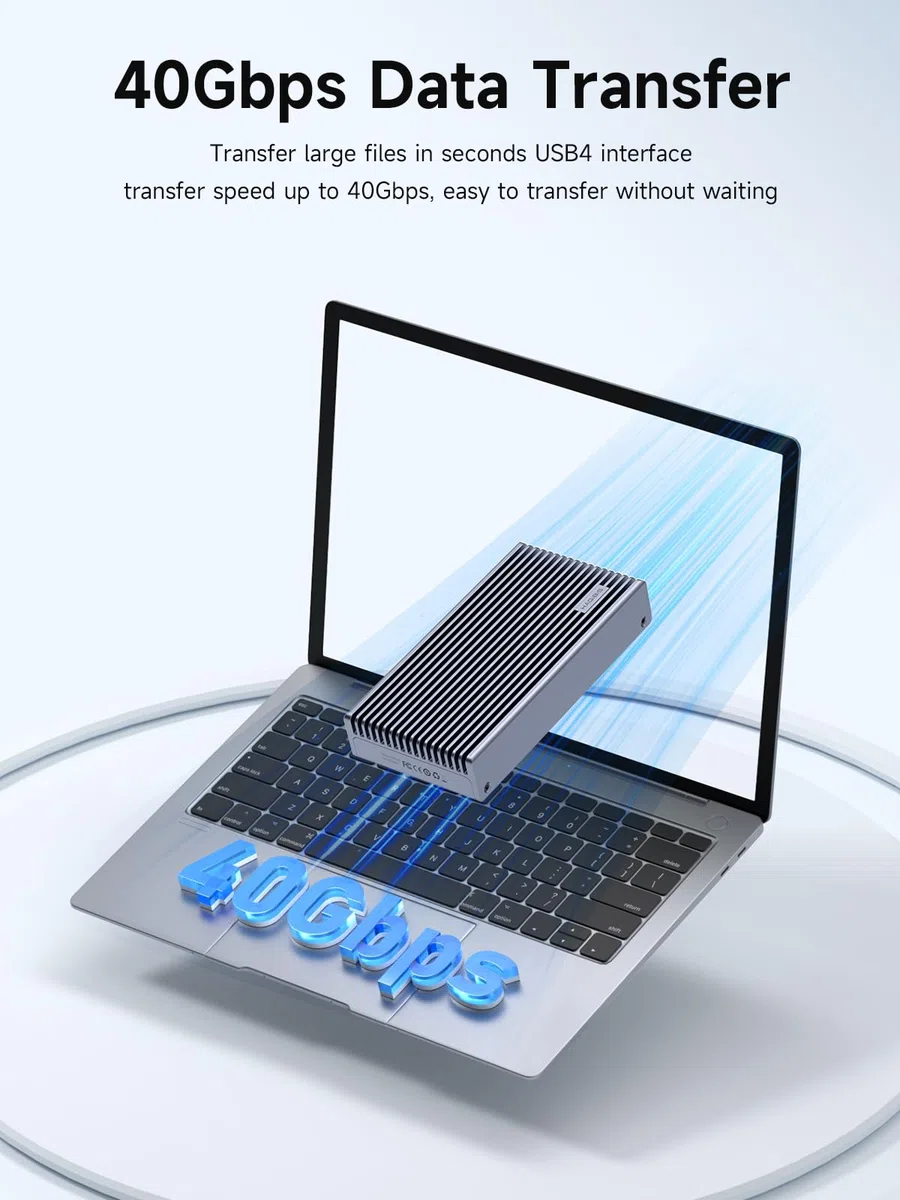 Hagibis Obudowa SSD M.2 NVMe, 40 Gb/s USB4 SSD obudowa z wyświetlaczem LED, kabel PCIe3.0x4 USB4, zewnętrzna obudowa dysku twardego USB C, klucz B&M+M 2230/2242/2260/2280 do Thunderbolt 4/3