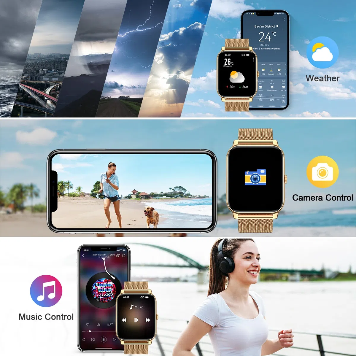 Smartwatch damski i męski zegarek fitness: Bluetooth Call Answer zestaw głośnomówiący wodoodporny cyfrowy inteligentny zegarek tracker pulsometr Spo2 sportowy krokomierz kalorii do telefonu z systemem