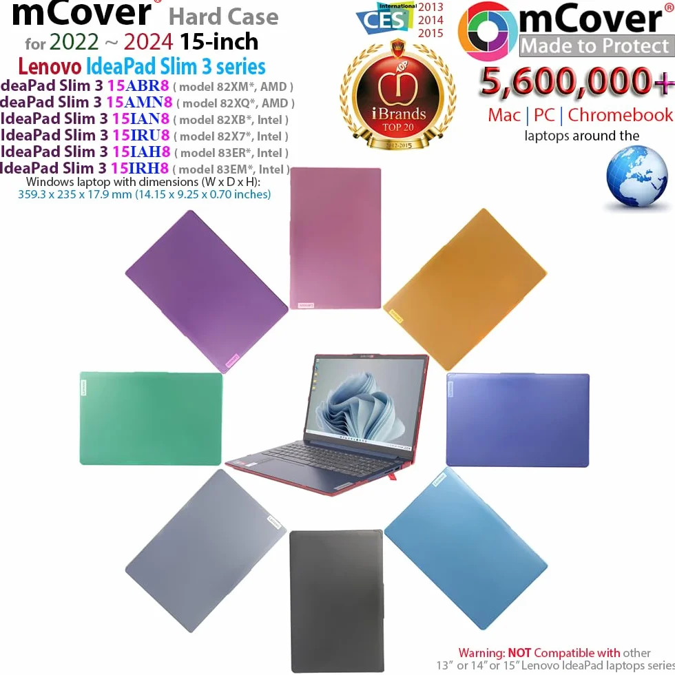 mCover etui kompatybilne TYLKO z laptopem Lenovo IdeaPad Slim 3 | 3i 15ABR8 / 15AMN8 / 15IAH8 / 15IAN8 / 15IRH8 / 15IRU8 2022-2024 38.1 cm, komputery z systemem Windows (nie pasuje do innych modeli