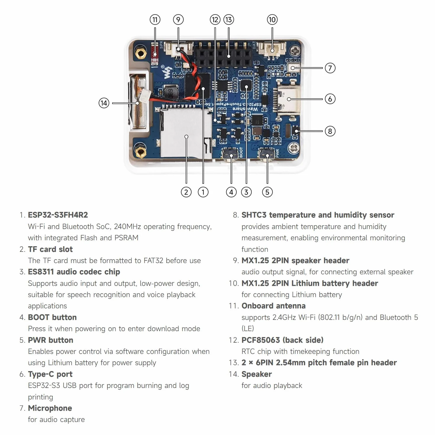 Waveshare ESP32-S3 1.54inch E-Paper AIoT Development Board, 200x200, Black/White, Supports Wi-Fi And BLE Dual-Mode Communication, without batt