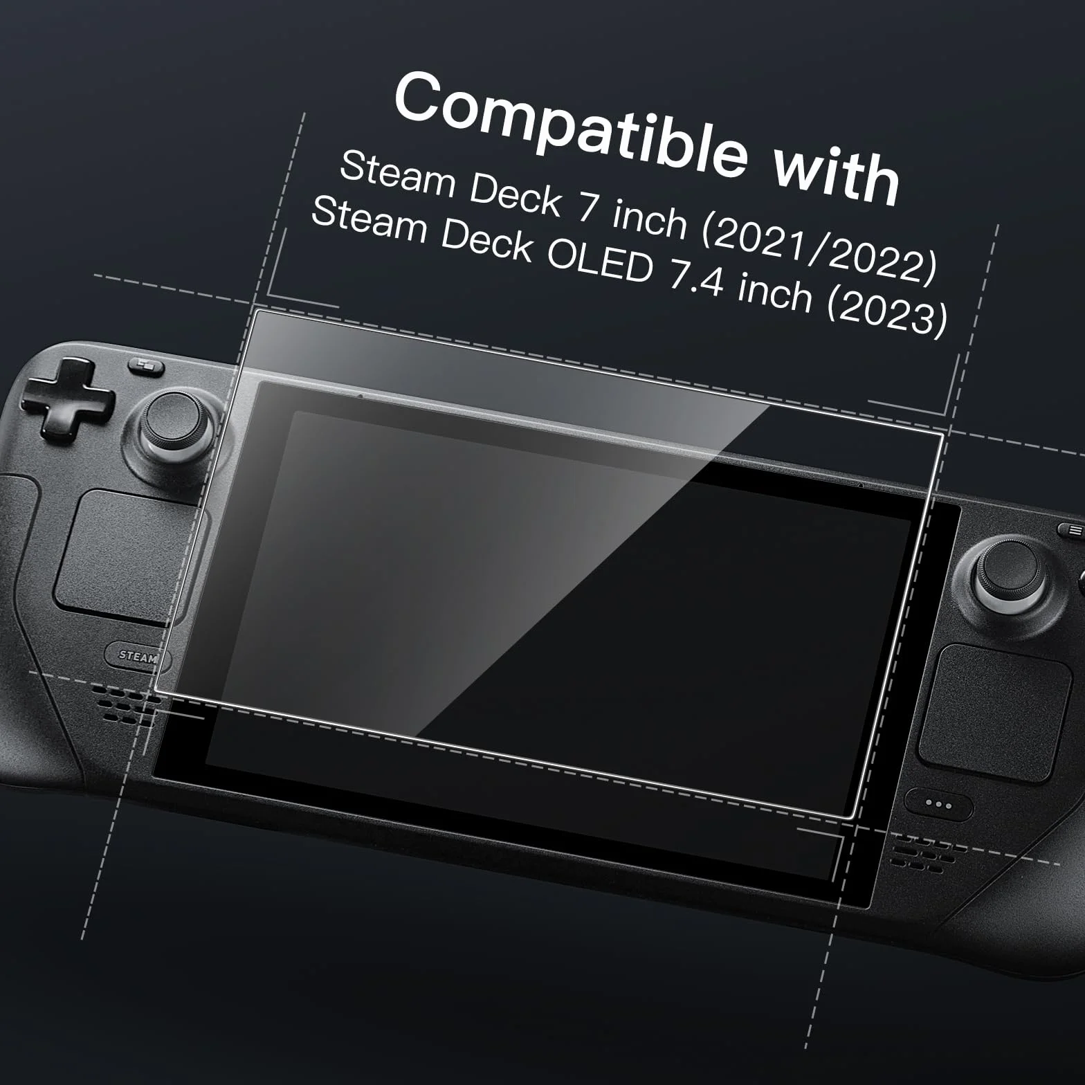 JETech Ochraniacz Ekranu dla Steam Deck OLED 7,4-Cala (2023), Steam Deck 7 Cala (2021&2022), 9H Screen Protector Folia Szkło Hartowane Film, Odporna na Zarysowanie HD Wyczyść, 2 Sztuki