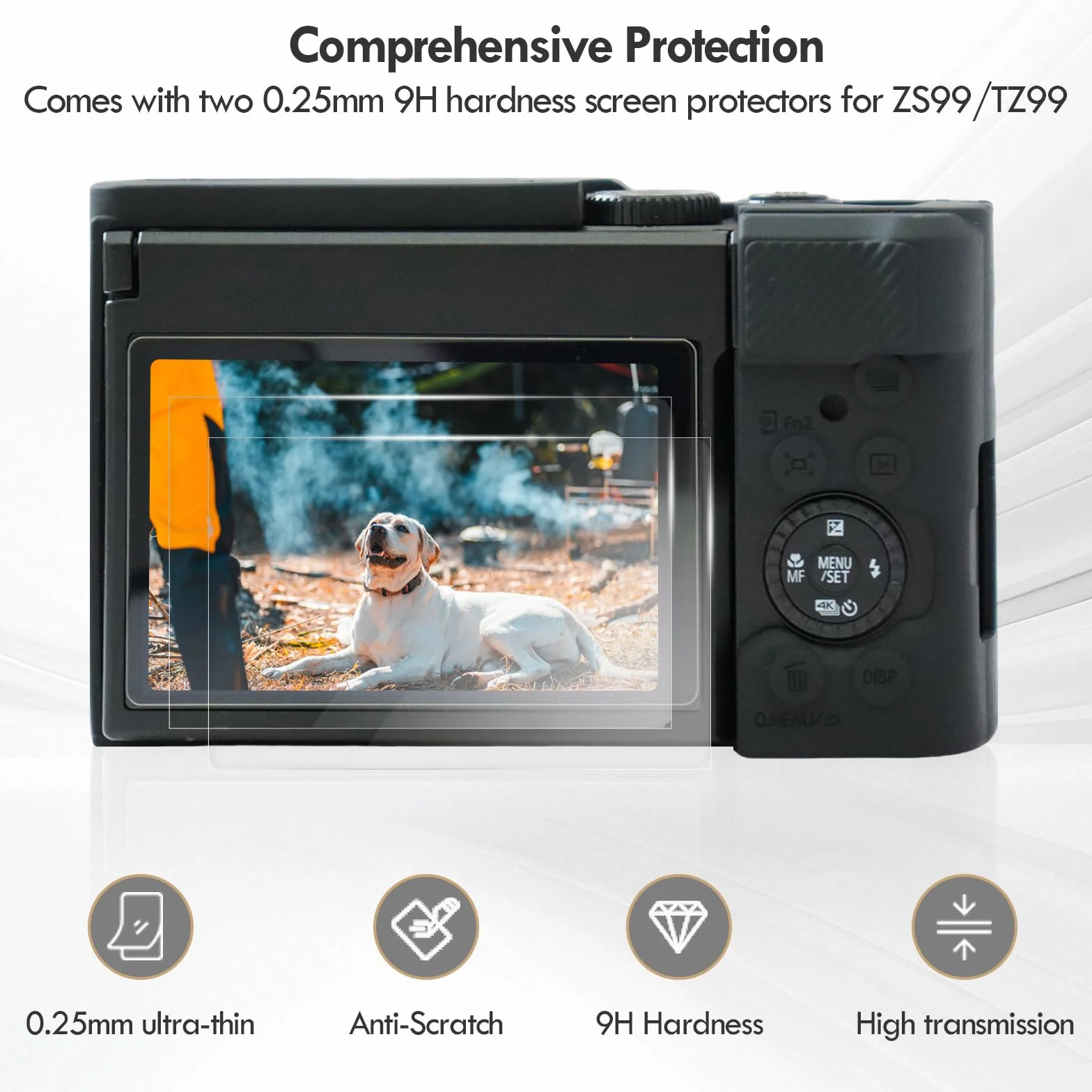 Rieibi TZ99 Etui na aparat, miękkie silikonowe etui ochronne na aparat Panasonic Lumix DC-TZ99, akcesoria z 2 szt. ochraniaczy ekranu, lekkie - czarne
