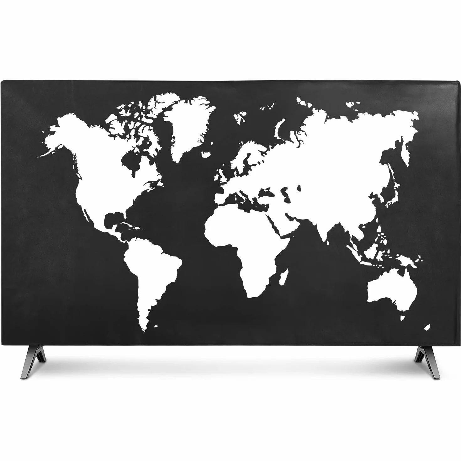 kwmobile Osłona przeciwpyłowa do telewizora 139.7 cm - ochraniacz na telewizor z płaskim ekranem - zarys podróżny biały/czarny