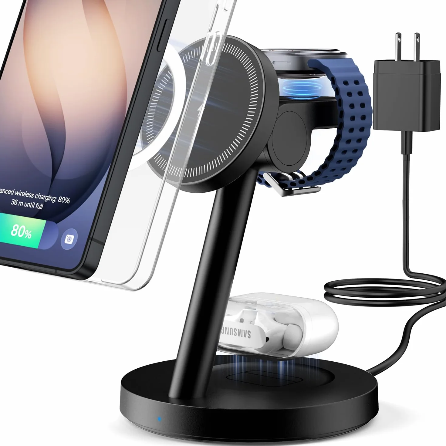 KPON Stacja ładująca Magsafe 3 w 1 do iPhone 17~12, Apple Watch 11~2, AirPods
