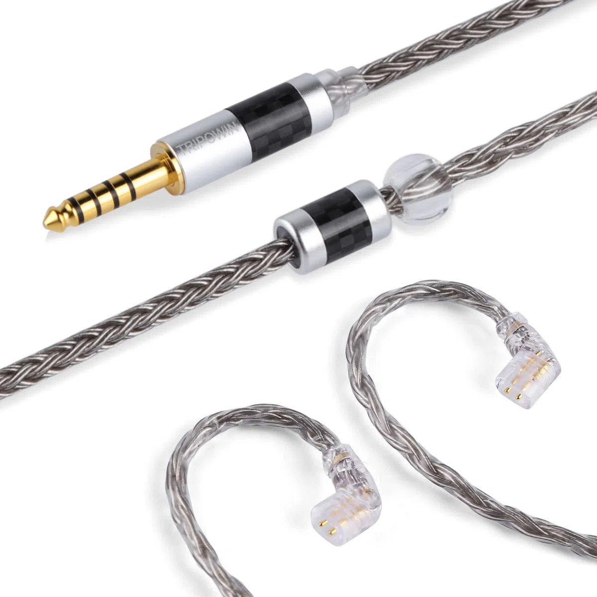 Linsoul Tripowin Zonie 16-rdzeniowy posrebrzany kabel do słuchawek (QDC, 4,4 mm, szary)