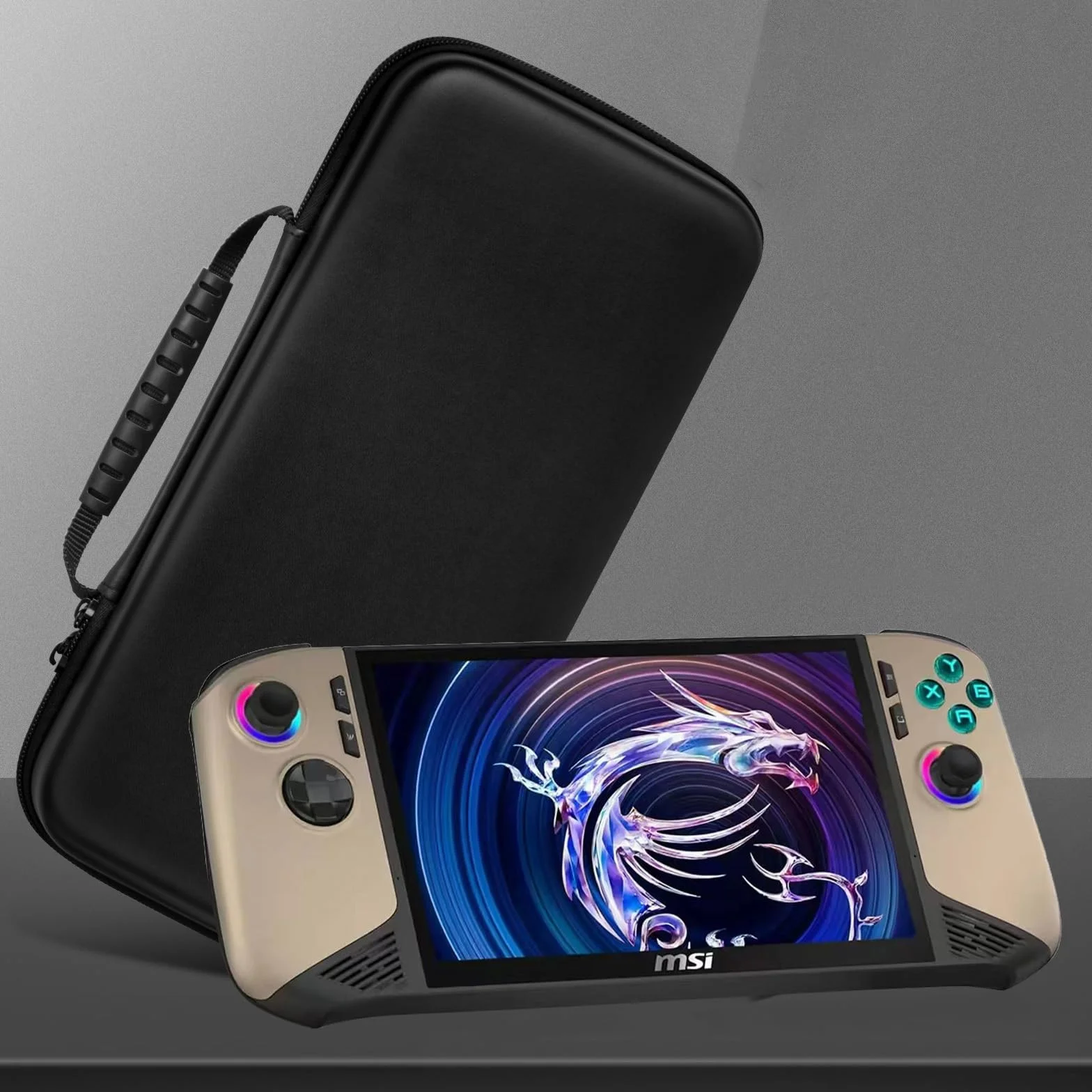 Hzycwgone EVA Etui do MSI Claw 8 AI+(2025),Pokrowiec na Torbę Podróżną do MSI console portable Claw 8 AI+ A2VM 2025,Twardy Futerał z Tryb podstawki i Siatkowa Kieszeń do MSI Claw 8 AI+ 2025(Czarny)