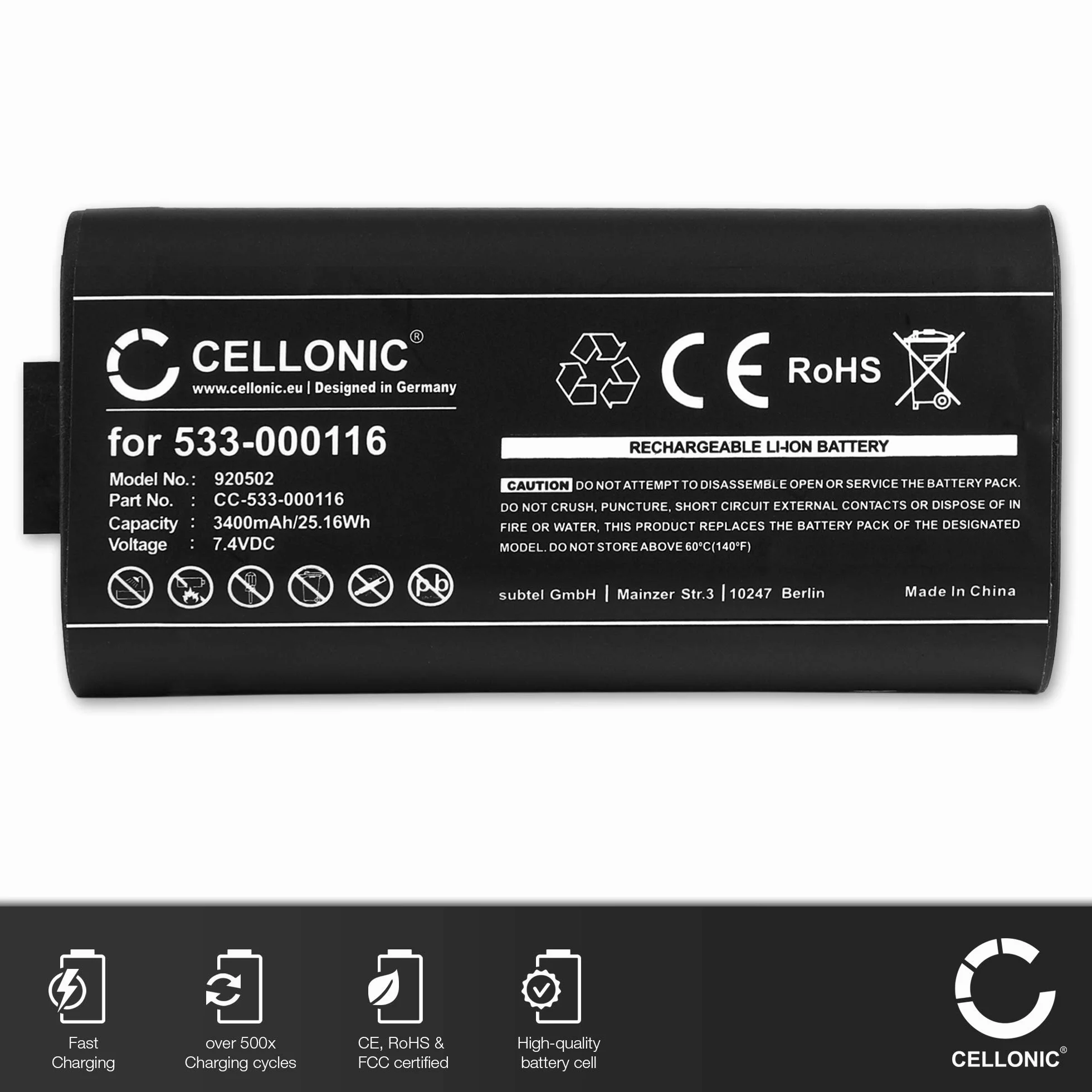 CELLONIC, Bateria do głośników kompatybilna z Ultimate Ears UE MegaBoom, S-00147 (3400 mAh, 7,4 V) Zapasowa bateria 533-000116,533-000138