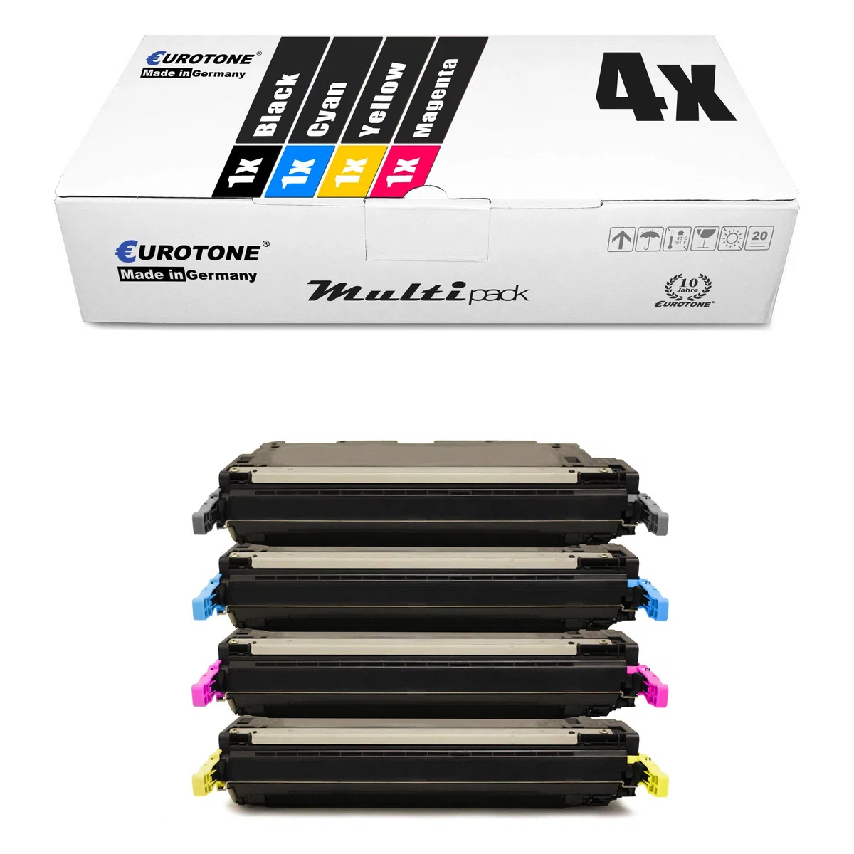 4-częściowy zestaw tonerów Eurotone XXL regenerowany zamiennik do HP Color LaserJet 5500 N D DN + 5550 N DN DTN HDN – kompatybilny z HP zastępuje C9730A C9731A C9732A C9733A – czarny cyjan magenta żółty