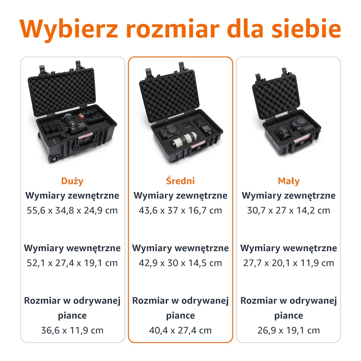 Amazon Basics Sztywny futerał na aparat, średniej wielkości, solidny, czarny