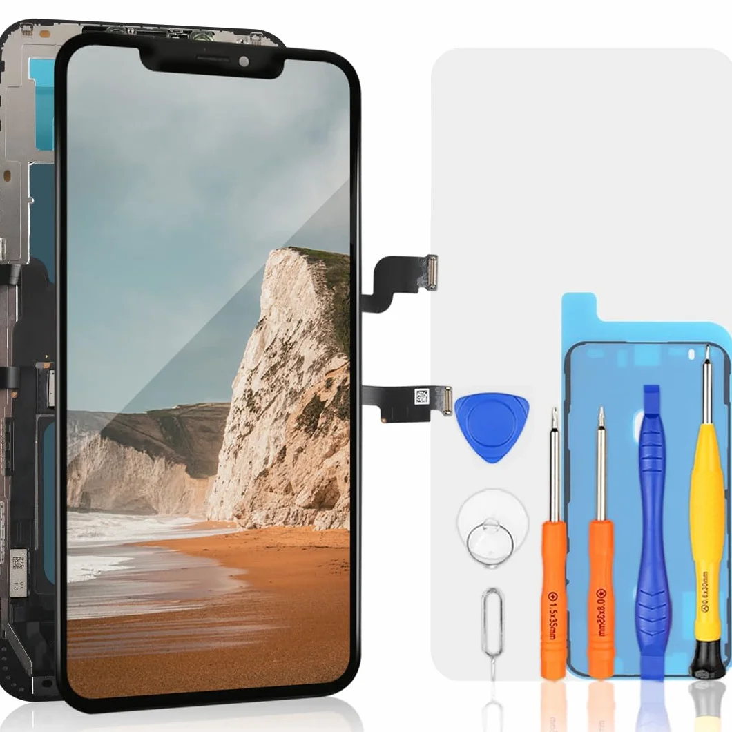 bokman Ekran dotykowy do iPhone XS Max, wyświetlacz i zamiennik ekranu dotykowego FHD (Face ID, programowalny True Tone (6,5")
