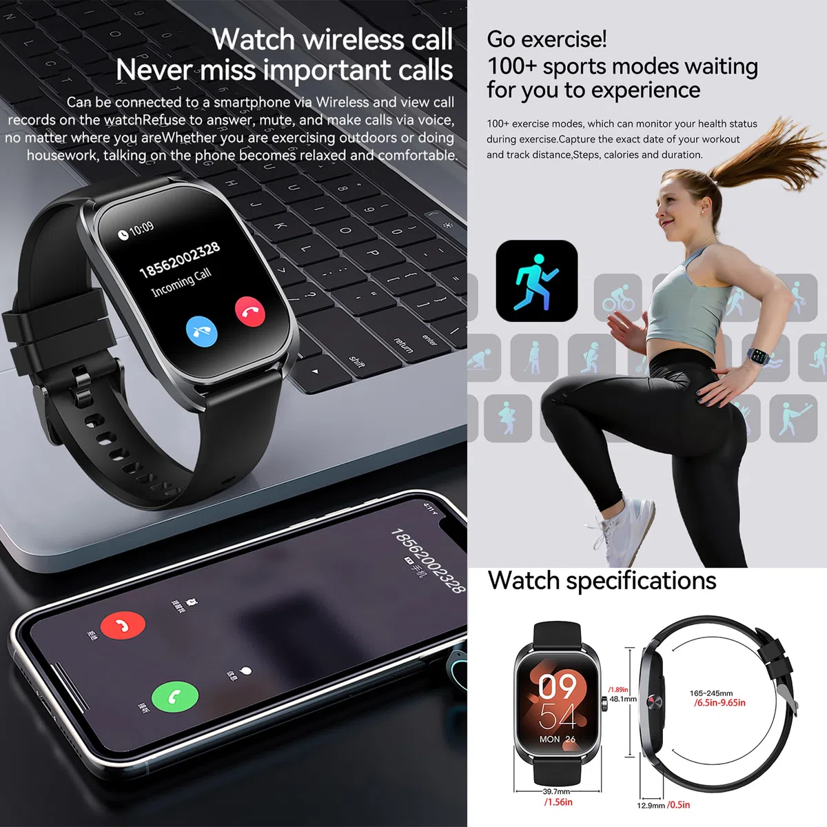 Smartwatch męski z funkcją telefonu, 2,01" HD, zakrzywiony ekran HD, zegarek sportowy z Bluetooth i połączeniami telefonicznymi, monitor tętna, monitor snu, krokomierz, Smart Watch do systemu iOS