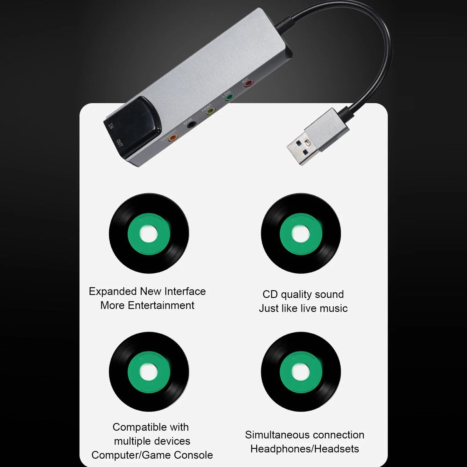 Zewnętrzne Miksowanie Kart Dźwiękowych Stereo, 5.1 7.1 Kanałowa Adapter Audio USB, Karta Dźwiękowa z redukcją Szumu do Komputera na Laptopie na PC 98 ME 2000 X P 7 8