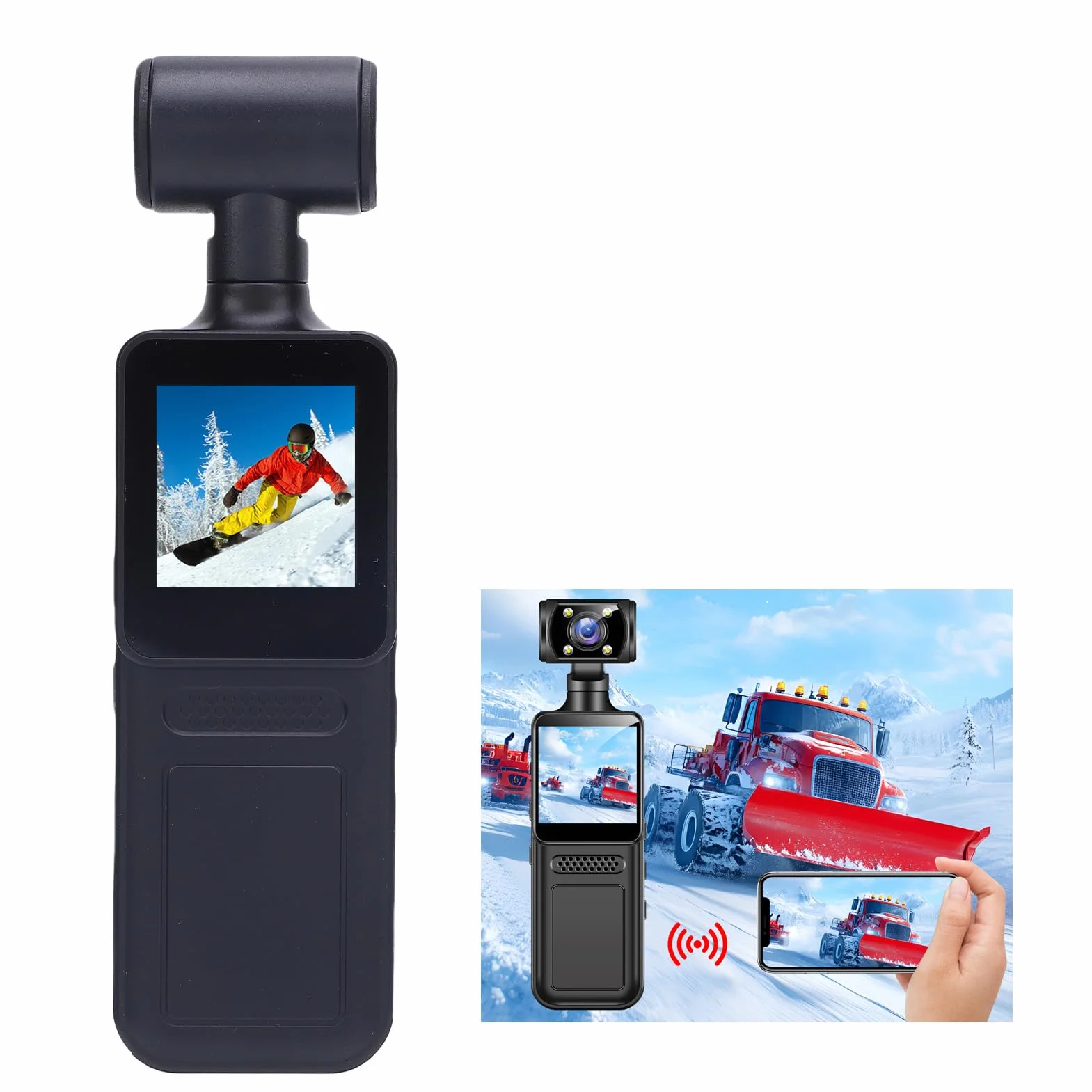 Topiky 4K HD WiFi Camera, 180 ° Rotatable 4K HD WiFi, kieszonkową kamerę, Kamera do Nadwozia z Nagrywaniem Audio i Wideo, Kamera Zużyta na Zewnątrz do Podróży Sportowych na Zewnątrz