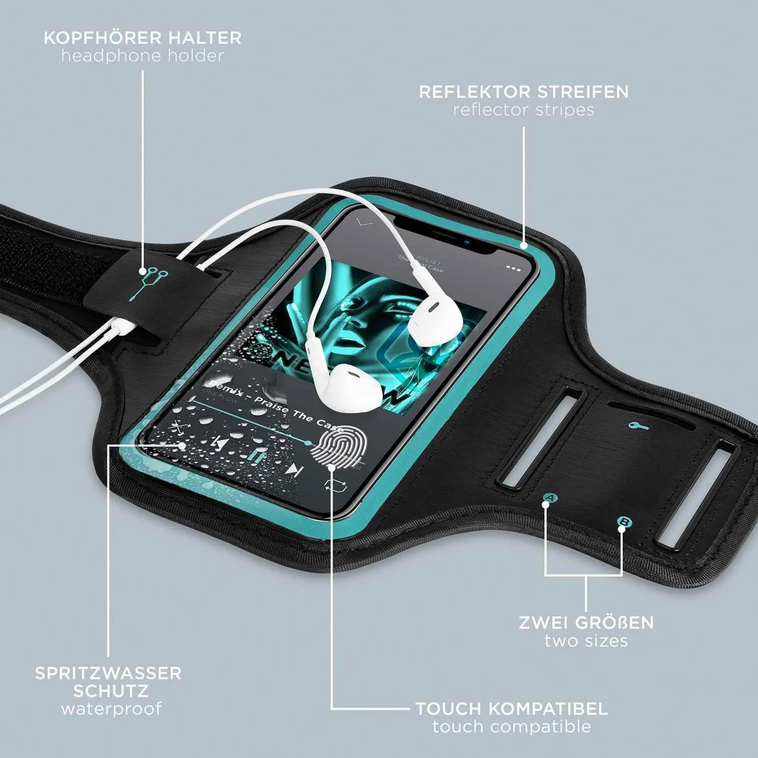 ONEFLOW Sportowa bransoletka na telefon komórkowy kompatybilna z Samsung Galaxy S24, torba na ramię, do fitnessu, sportowa, do biegania, etui na telefon komórkowy, niebieska
