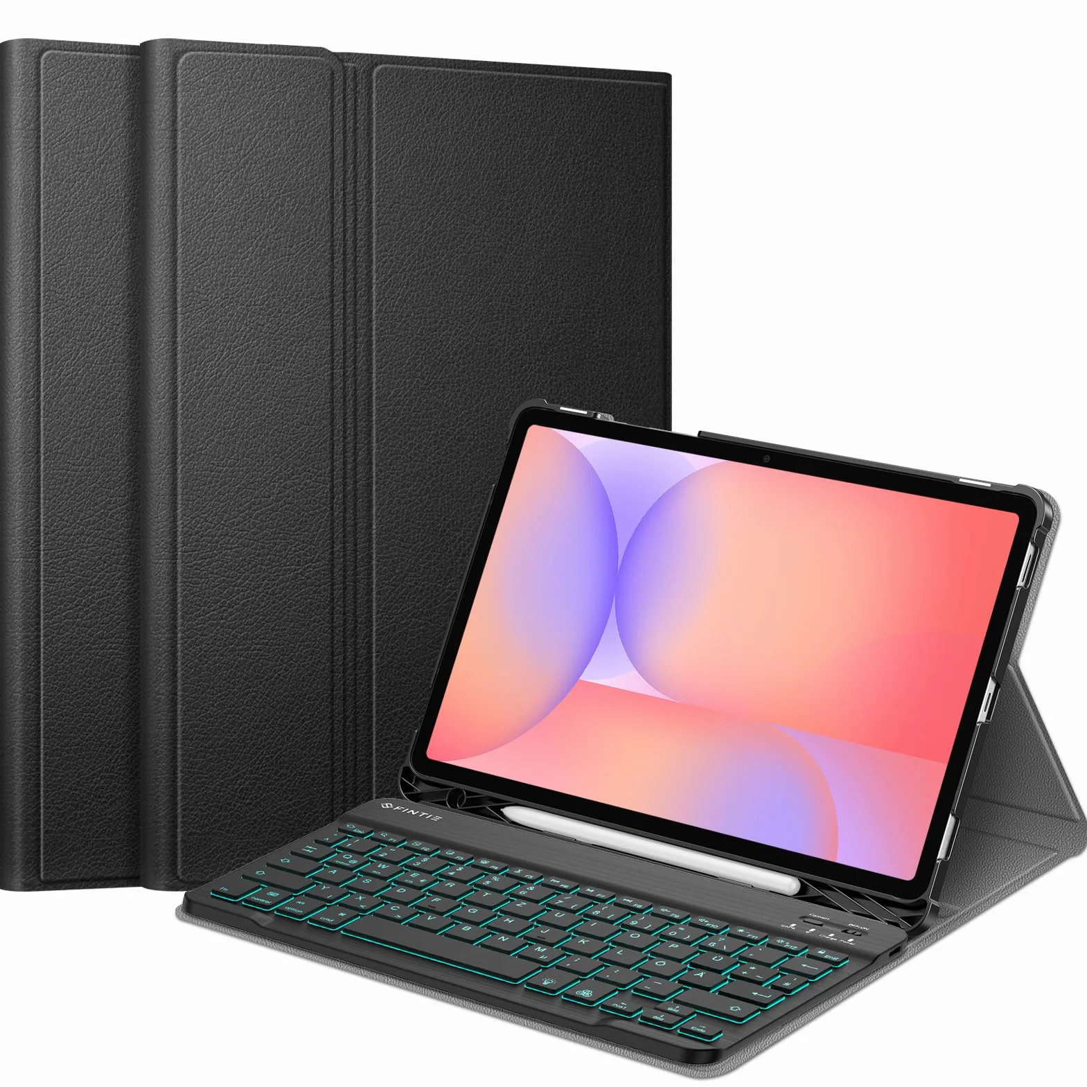 FINTIE Podświetlane etui na klawiaturę Samsung Galaxy Tab S10 Lite/S10 FE/S9 FE 10,9" S9 11" magnetyczne Bluetooth czarne