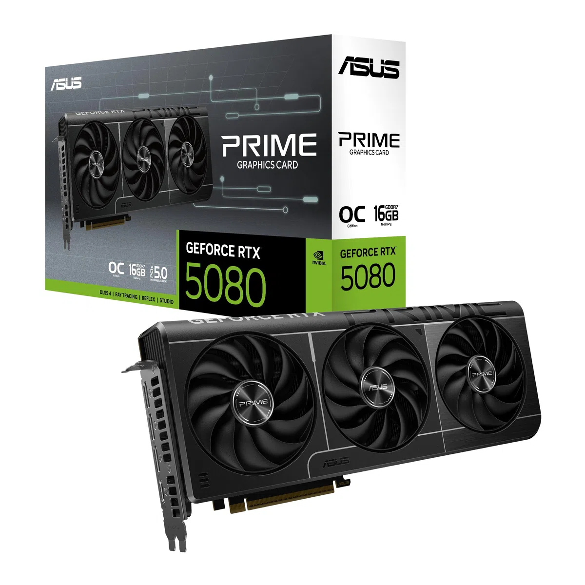 ASUS Prime GeForce RTX 5080 EVO 16 GB GDDR7 OC Edition karta graficzna dla graczy (Nvidia GeForce RTX5080, SFF-Ready, przełącznik Dual-BIOS, PCIe 5.0, 1 x HDMI 2.1b, 3X DisplayPort 2.1a, PRIME-RTX5080