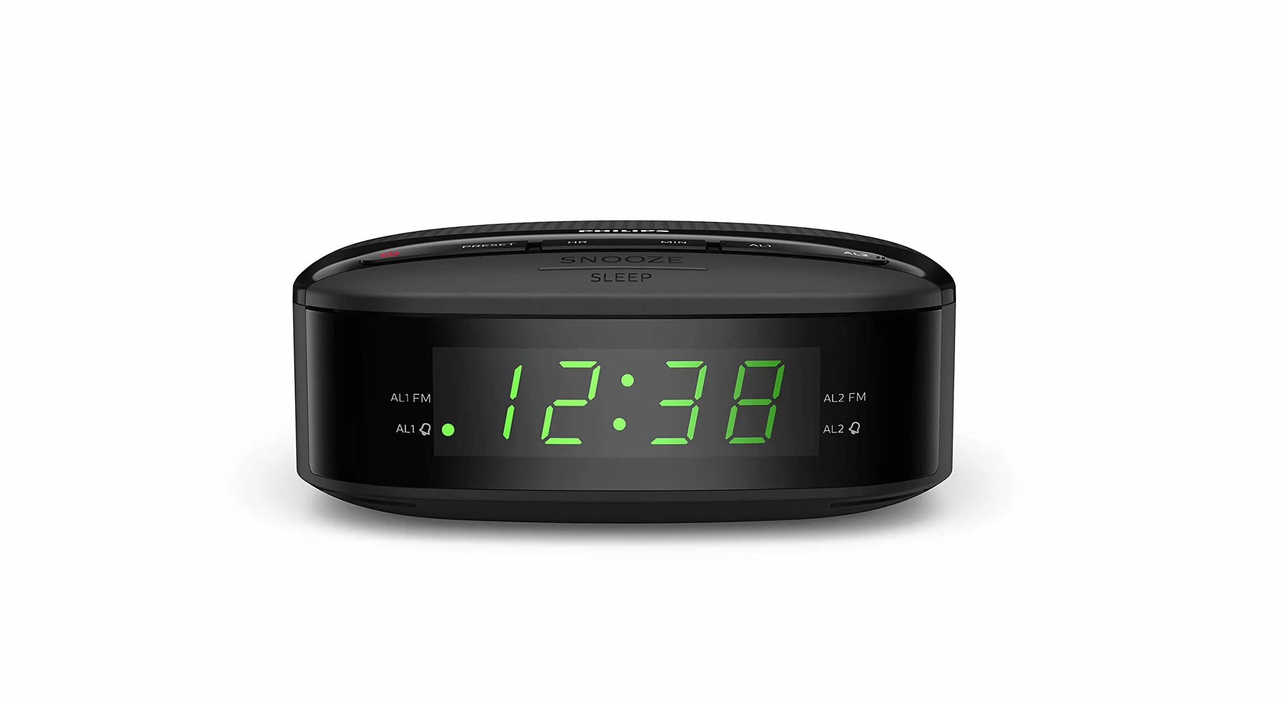 Philips Audio Radiobudzik FM (podwójny alarm, funkcja uśpienia, kompaktowa konstrukcja, radio cyfrowe FM, zabezpieczenie baterii) - 2020/2021 model TAR3205/12