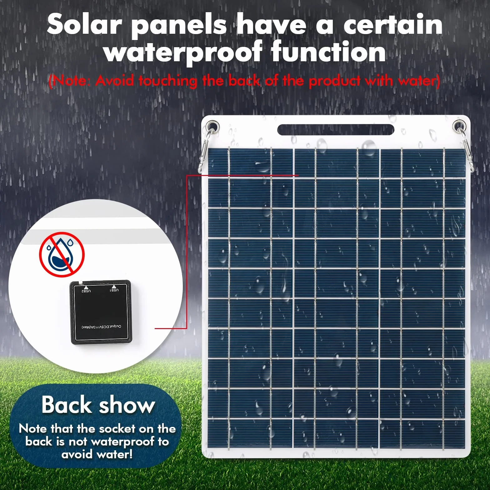 Jadeshay Panel słoneczny, ładowarka solarna 30 W 5 V z 2 portami USB, polikrystaliczny silikon, wodoodporna, przenośna moc na kemping, wspinaczkę, wędrówki, podróż, kompatybilna ze smartfonami i