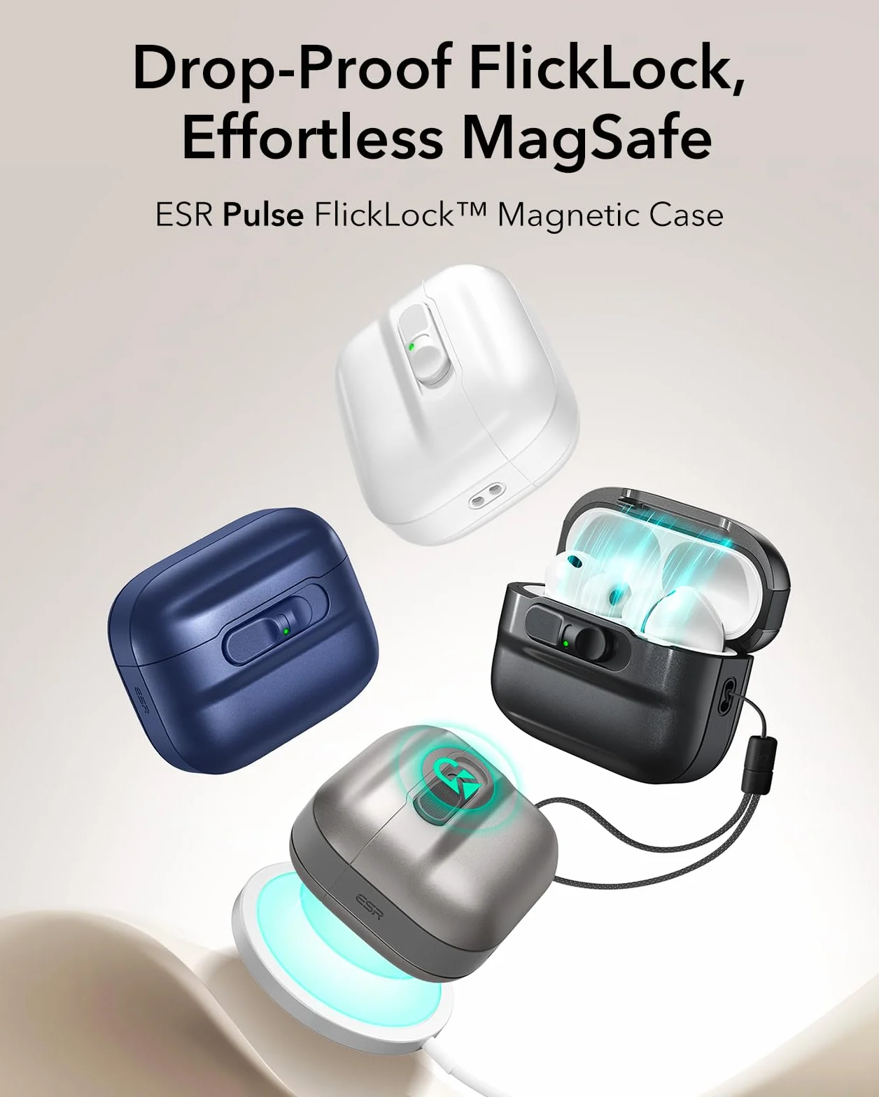 ESR Etui na słuchawki AirPods Pro (2025) z zamkiem, seria Pulse, białe