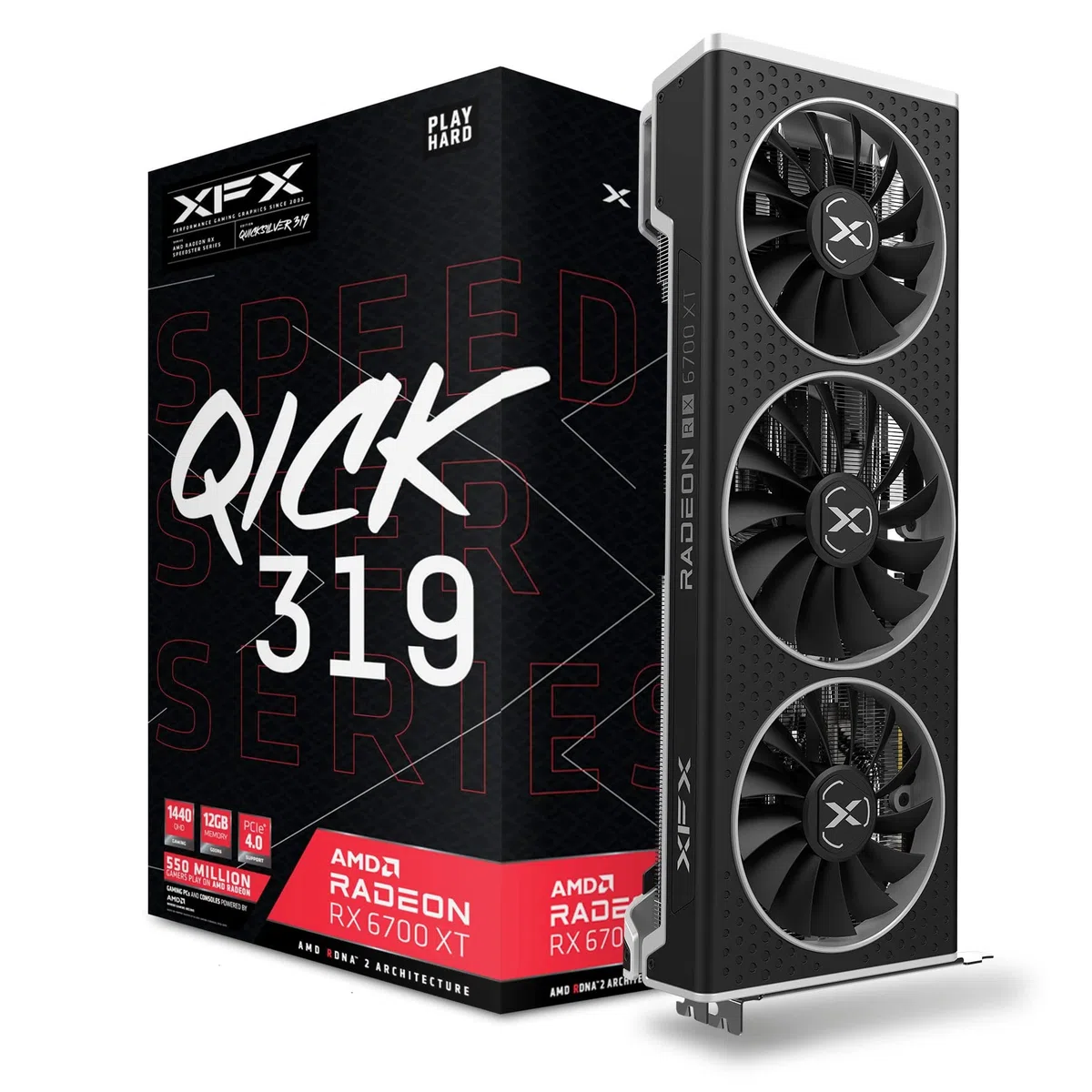 Xfx Rx 6700Xt Qick319 RX-67XTYPBDP Karta Graficzna, Czarny, 12 GB