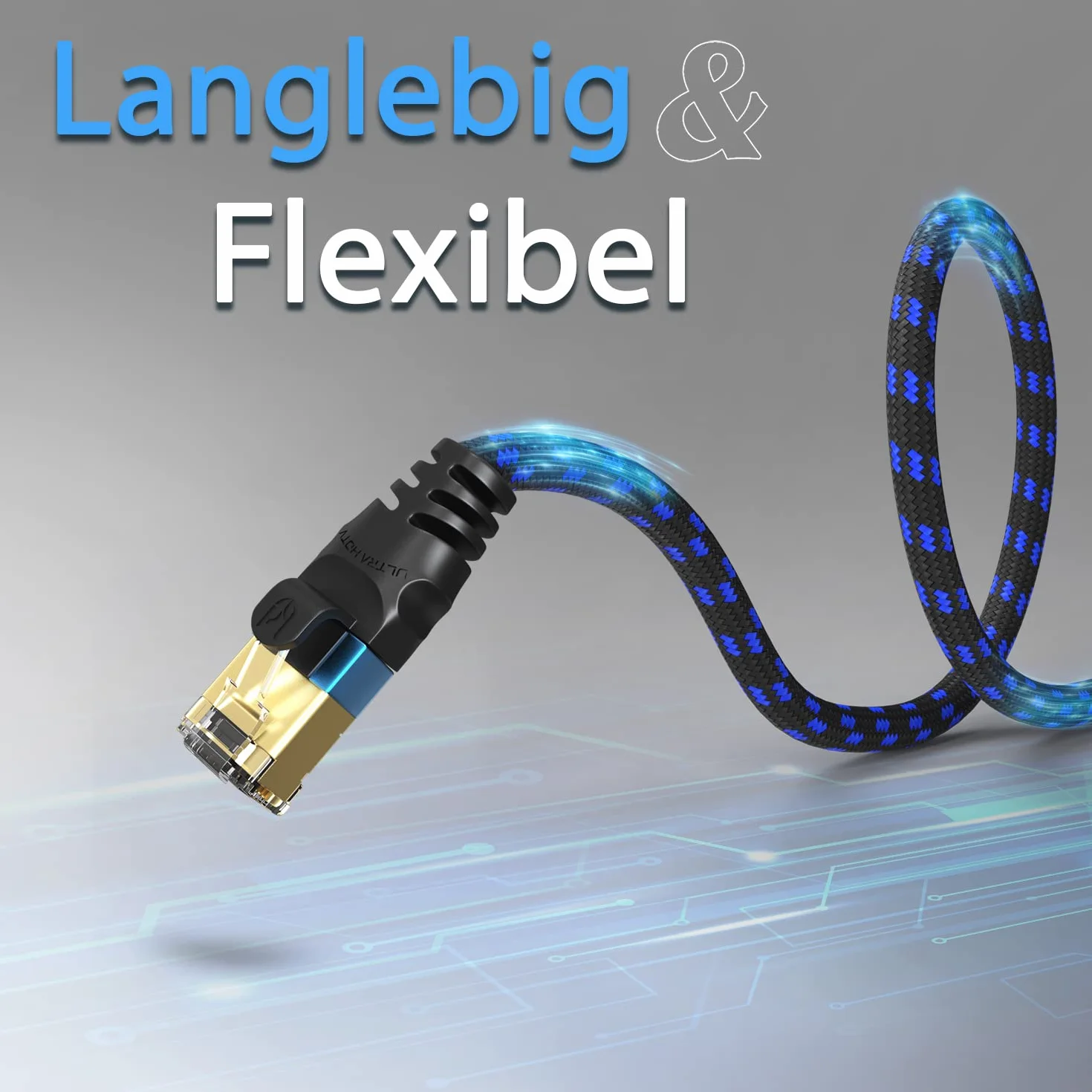 Kabel sieciowy Ultra HDTV CAT 8.1-1 metry, kabel LAN 40 Gb/s, kabel krosowy Gigabit RJ45 Ethernet, zabezpieczenie przed zginaniem, nylonowa kurtka ze światłowodem 40 000 Mbit
