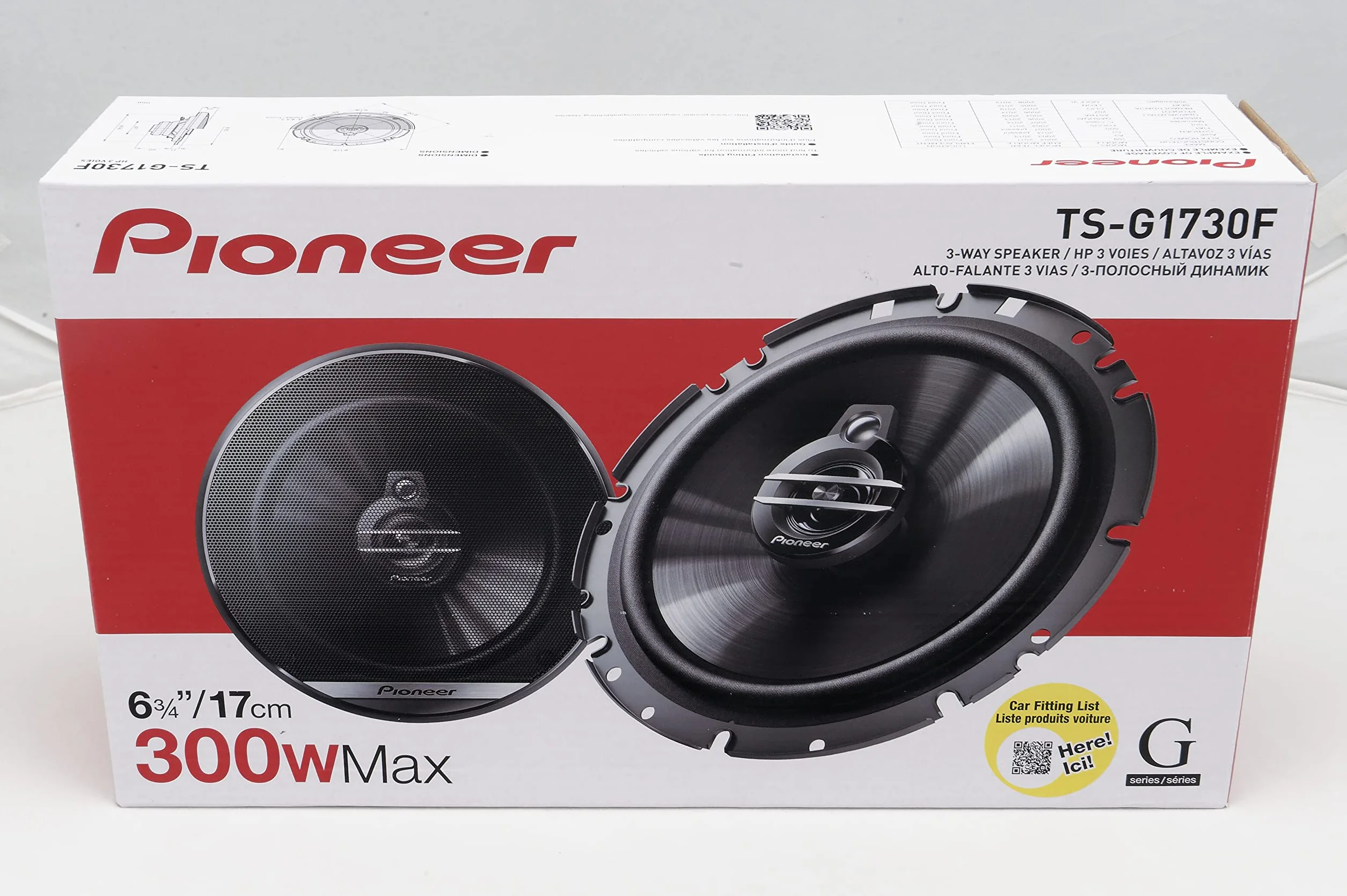 Pioneer TS-G1730F 3-drożny głośnik współosiowy do samochodów (300 W), 17 cm, mocny dźwięk, IMPP-Membr czarny