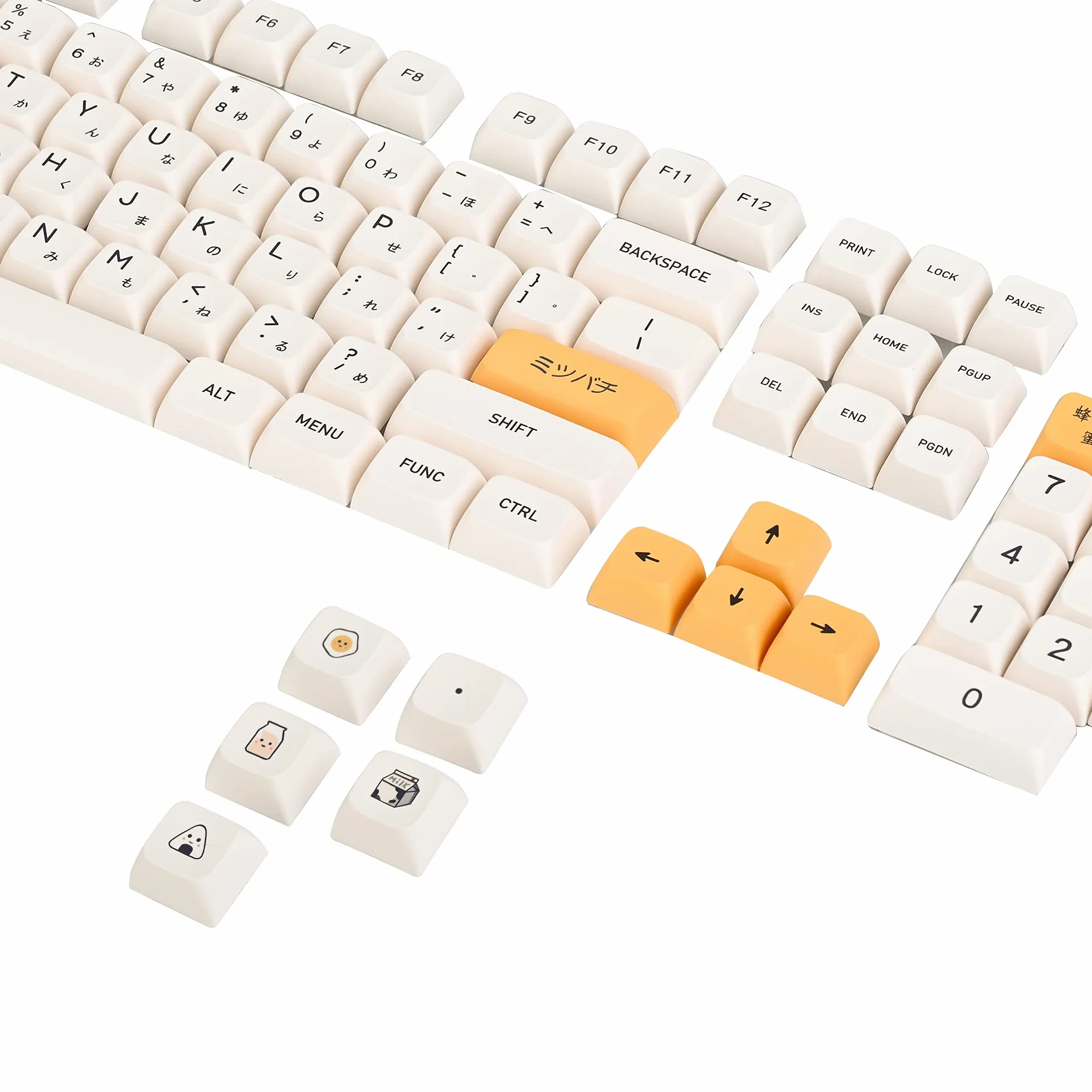 GTSP XDA Honey Milk Keycaps PBT Japanese Bee keycap 140-Key Set for Cherry MX Covers Fullsize 60% 65% 75% Keyboard（XDA/Honey Milk）