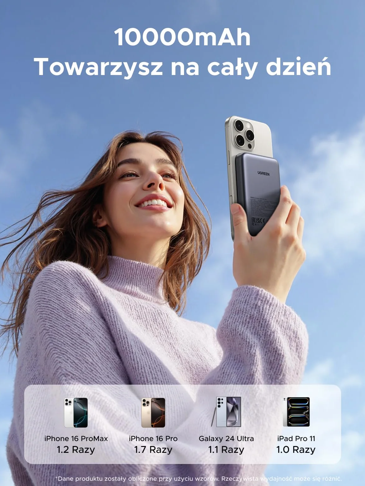 UGREEN Wireless Powerbank 10000mAh Magnetic Power Bank z szybkim ładowaniem USB-C MagSafe iPhone 17 Pro Max/16/15-12 czarny