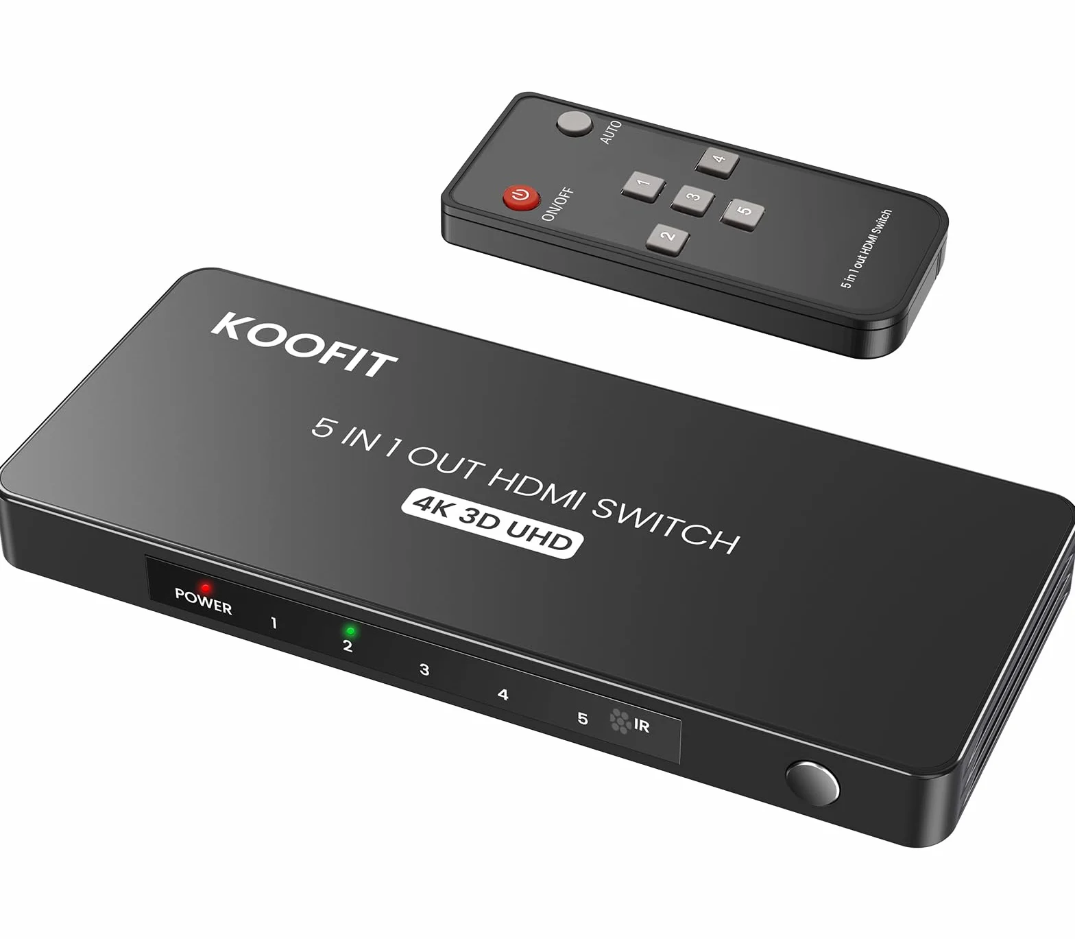 Przełącznik HDMI 5 wejść 1 wyjście, przełącznik rozdzielacz HDMI 4K z pilotem, automatyczny przełącznik obsługuje 4K 3D UHD HDR dla PS5, PS4, PS3, Roku, DVD, Blu-ray, Xbox, PC, TV