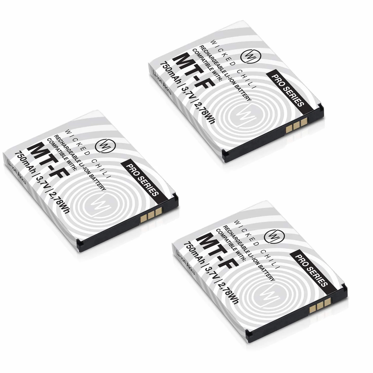 Wicked Chili 3 sztuki baterii kompatybilnych z AVM Fritz!Fon C5 / C4 / M2 / Fritzfon bateria zapasowa do oryginalnego AVM Fritz Fon 312BAT006, 312BAT016 (750 mAh Li-Ion)