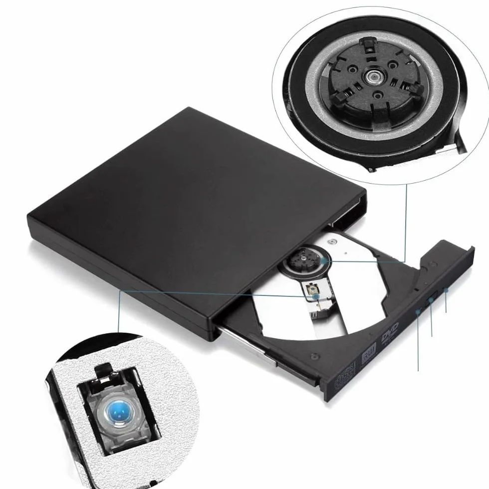 Retoo Zewnętrzny napęd DVD USB 3.0 Type-C CD DVD +/-RW Optical Drive USB C Burner Slim CD/DVD ROM Rewriter Writer Reader Portable for PC Laptop Desktop MacBook Mac Windows 7 8.1 10 Linux OS Appl