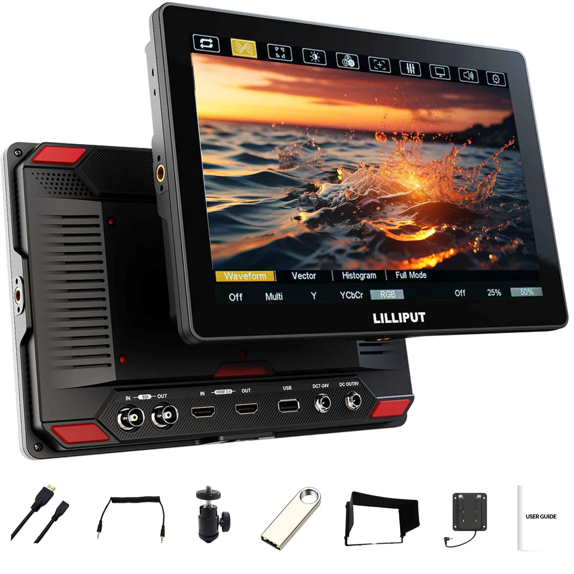 LILLIPUT HT10S 10,1" 1920 x 1200 FHD IPS kamera monitorująca 1800, lustrzanka cyfrowa, monitor kamer 4K HDMI/ 3G-SDI ekran dotykowy Kamera Field Monitor HDR, 3D-LUT