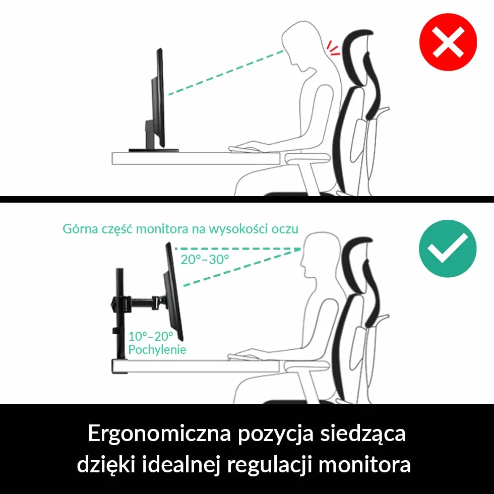 ARCTIC Z1 Basic - ramię do montażu na biurku pojedynczego monitora do 34"/38" Ultrawide, uchwyt na monitor, waga do 15 kg, obrót o 360°