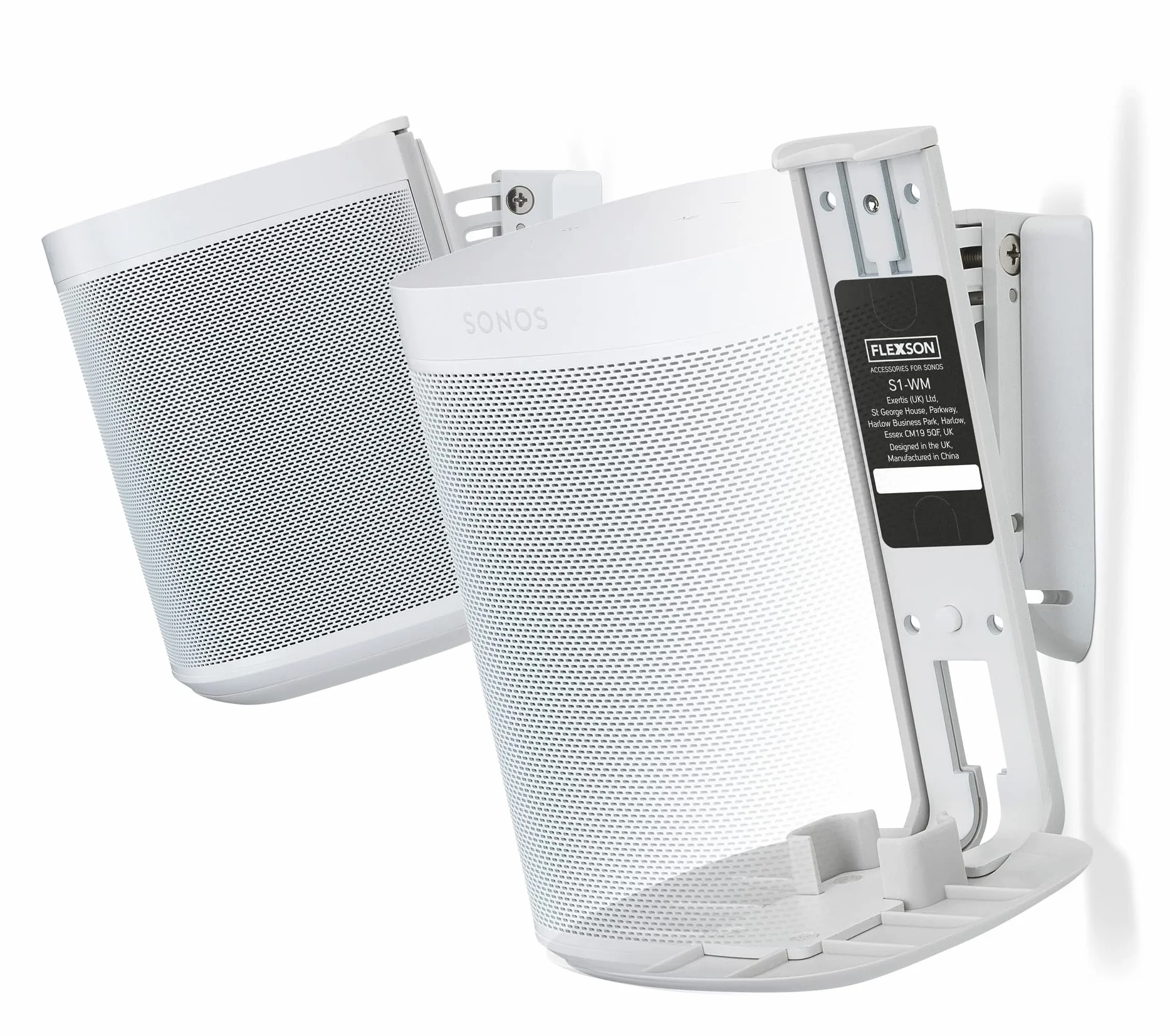 Flexson Uchwyty ścienne do Sonos One, One SL i Play:1 - białe (para)