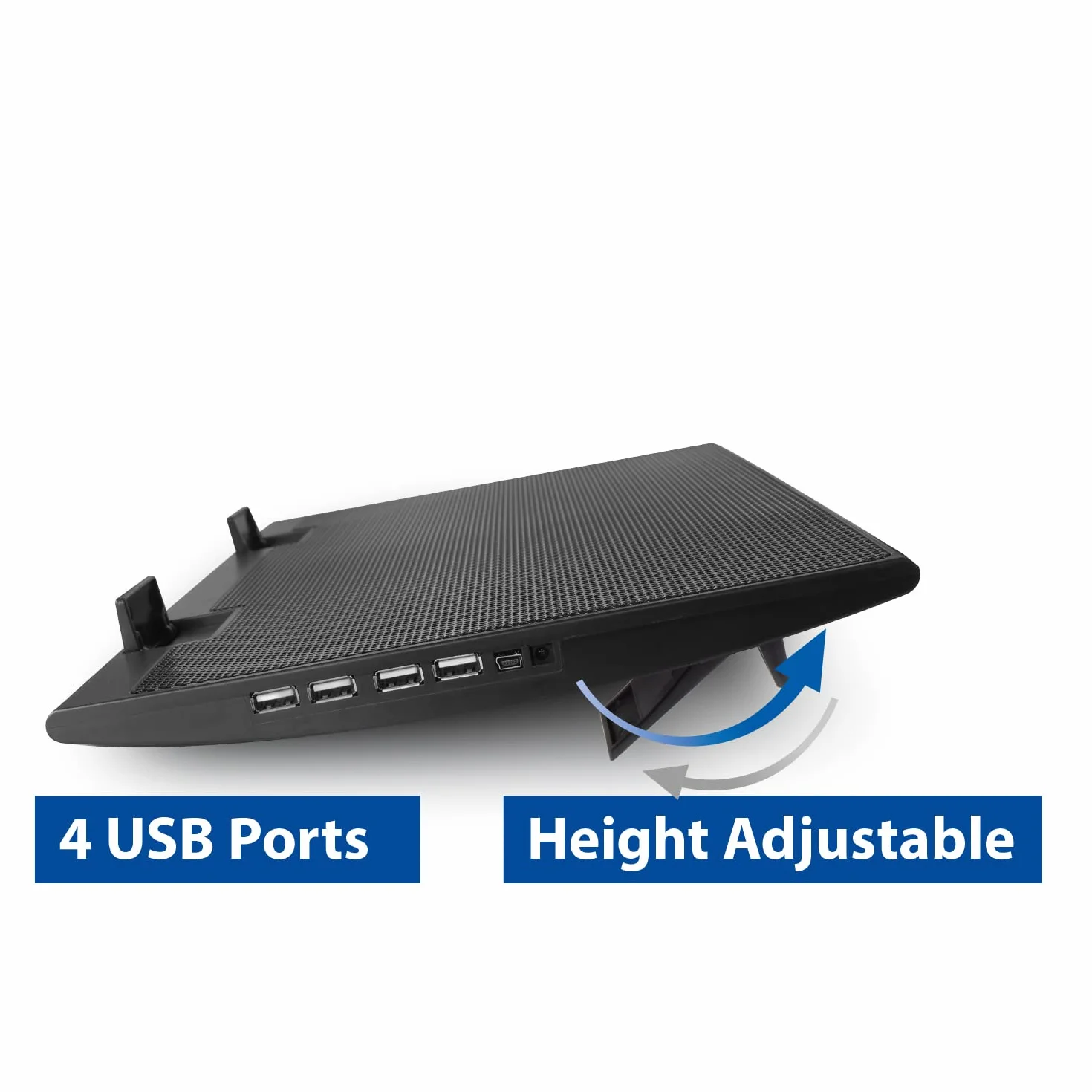 ACT Podkładka chłodząca do laptopa 43.2 cm, biznesowy stojak na laptopa z regulacją wysokości (2 ergonomiczne pozycje), 2 ciche wentylatory do biura, 4-portowy hub USB - AC8105