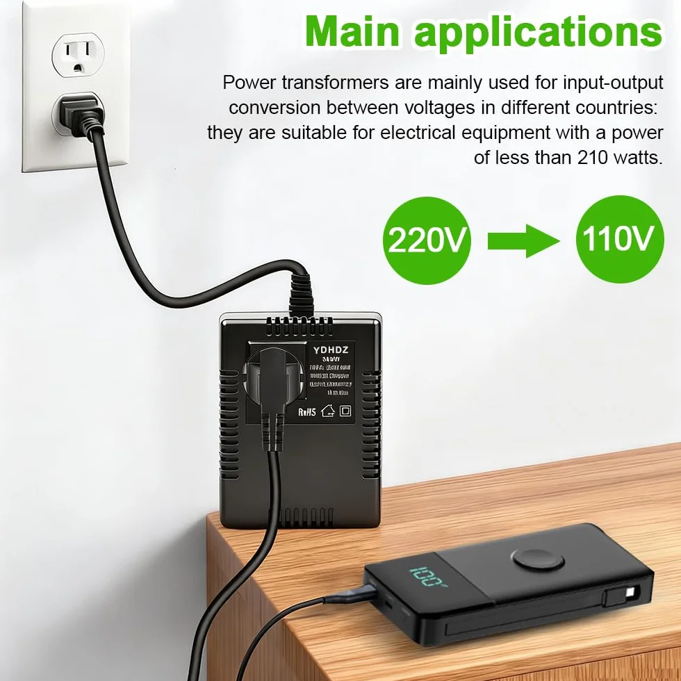 przetwornica napięcia transformator 220V na 110V, 300W adapter sieciowy, konwerter mocy, adapter podróżny, przetwornica napięcia z wtyczką EU do oczyszczaczy powietrza, komputerów, mini kamer
