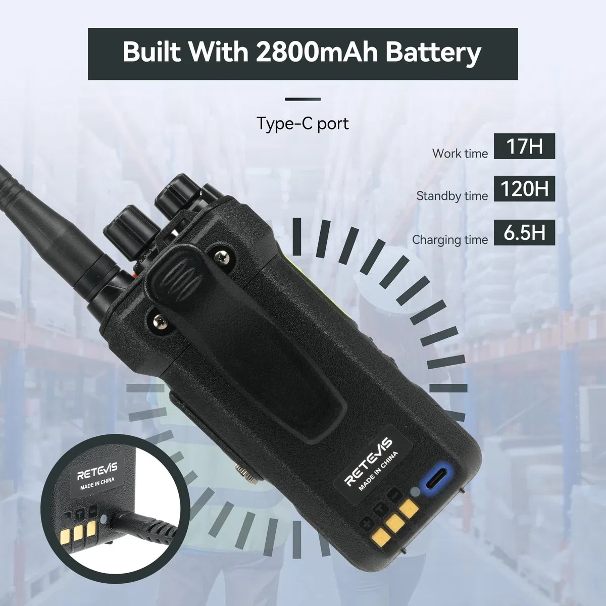 Retevis NR630S Walkie Talkie, Daleki Zasięg Krótkofalówka IP67 Ochrona, Zaawansowane Dźwięku, 2800mAh, Ekran LCD, Grupowe Połączenia Walkie Talkie dla Bezpieczeństwa (Czarny, 2 Szt.)