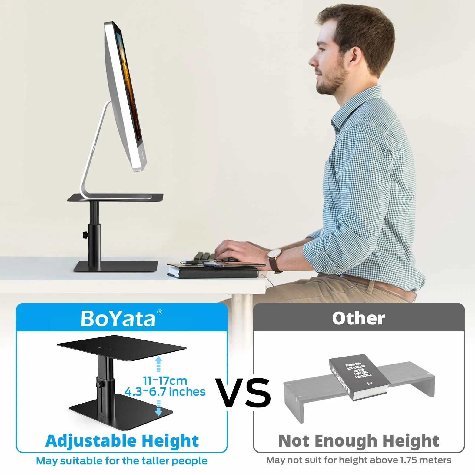 BoYata Podpórka do monitora aluminiowa z regulacją wysokości